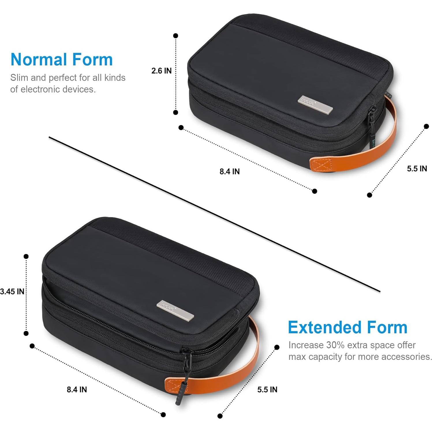 Organizador de Cables Lacdo Negro, Estuche de Viaje Expandible 3 Capas