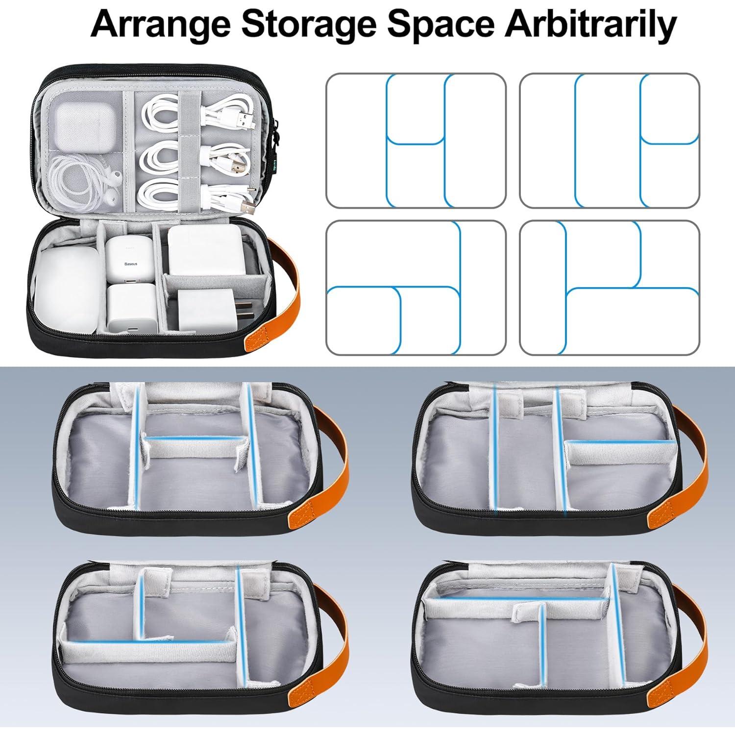 Organizador de Cables Lacdo Negro, Estuche de Viaje Expandible 3 Capas