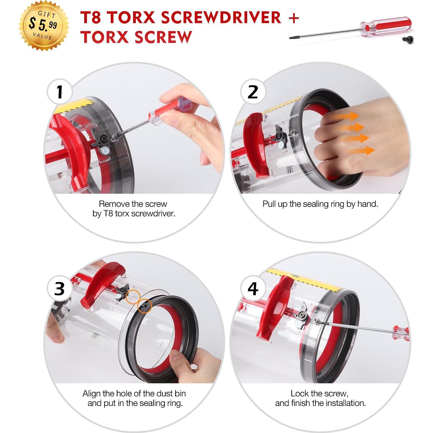 Anillo de Sellado para Cubo de Polvo Dyson V10 Kuflant