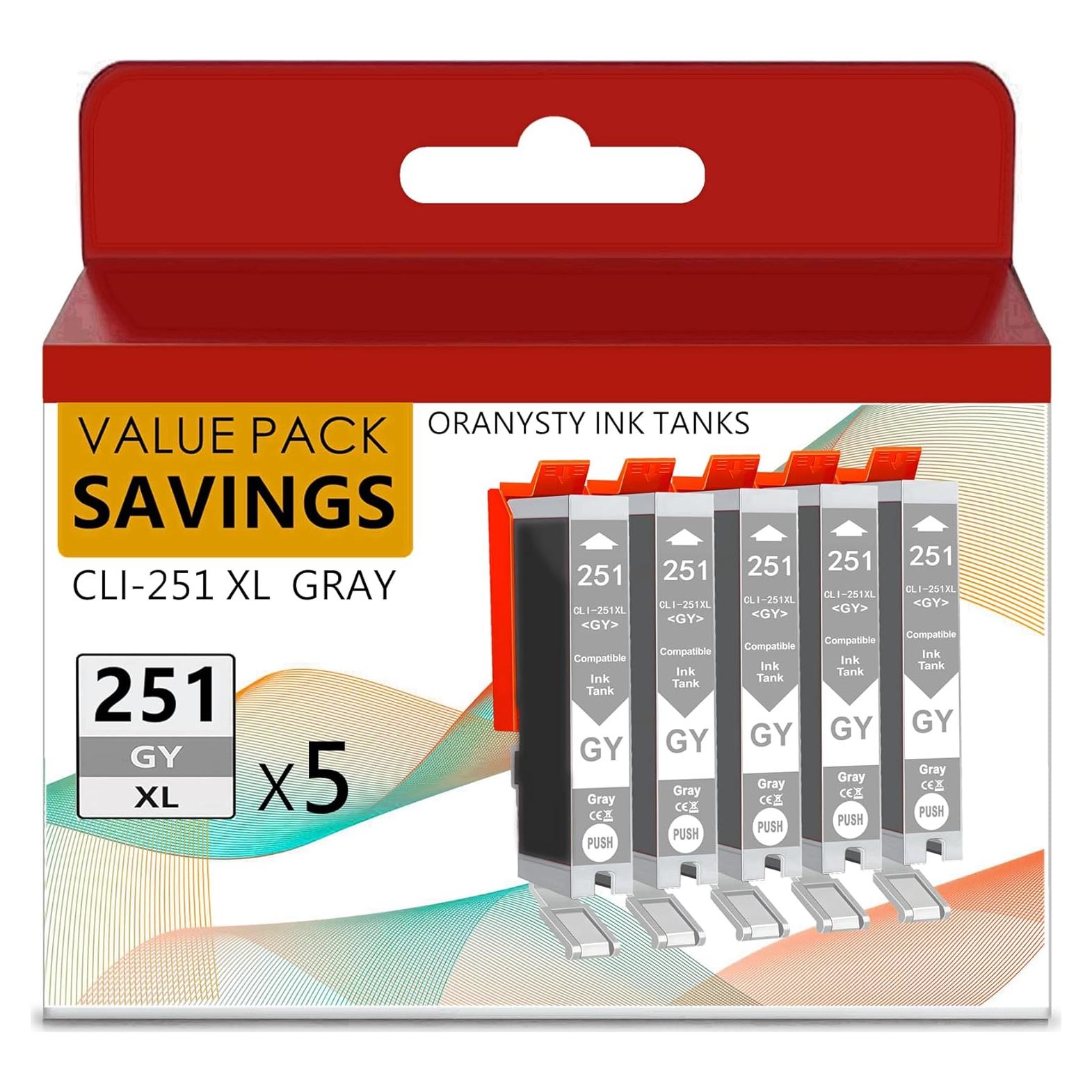 Cartucho de Tinta Gris CLI-251XL Oranysty para Canon PIXMA