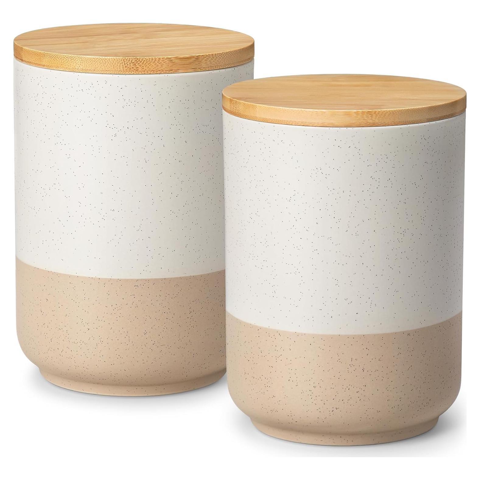 Set de Tarros de Cerámica vancasso 2 Piezas 2.2L con Tapa de Madera