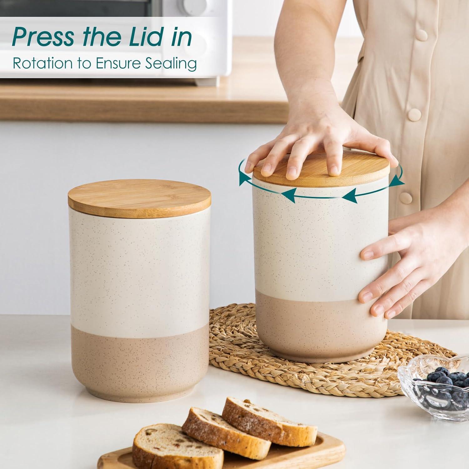 Set de Tarros de Cerámica vancasso 2 Piezas 2.2L con Tapa de Madera