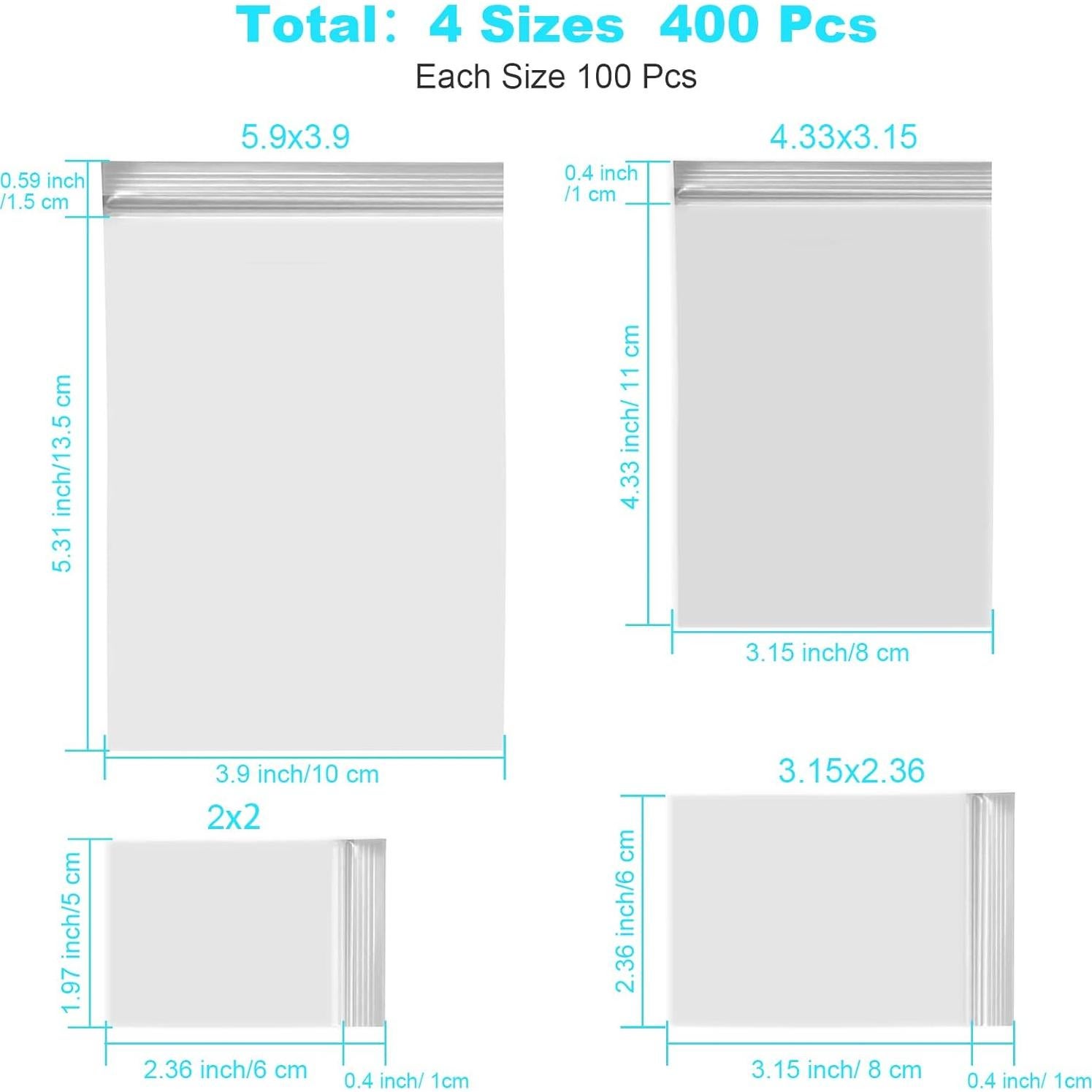 400 Bolsas de Plástico Reutilizables VOPTON 4 Tamaños 15x10cm