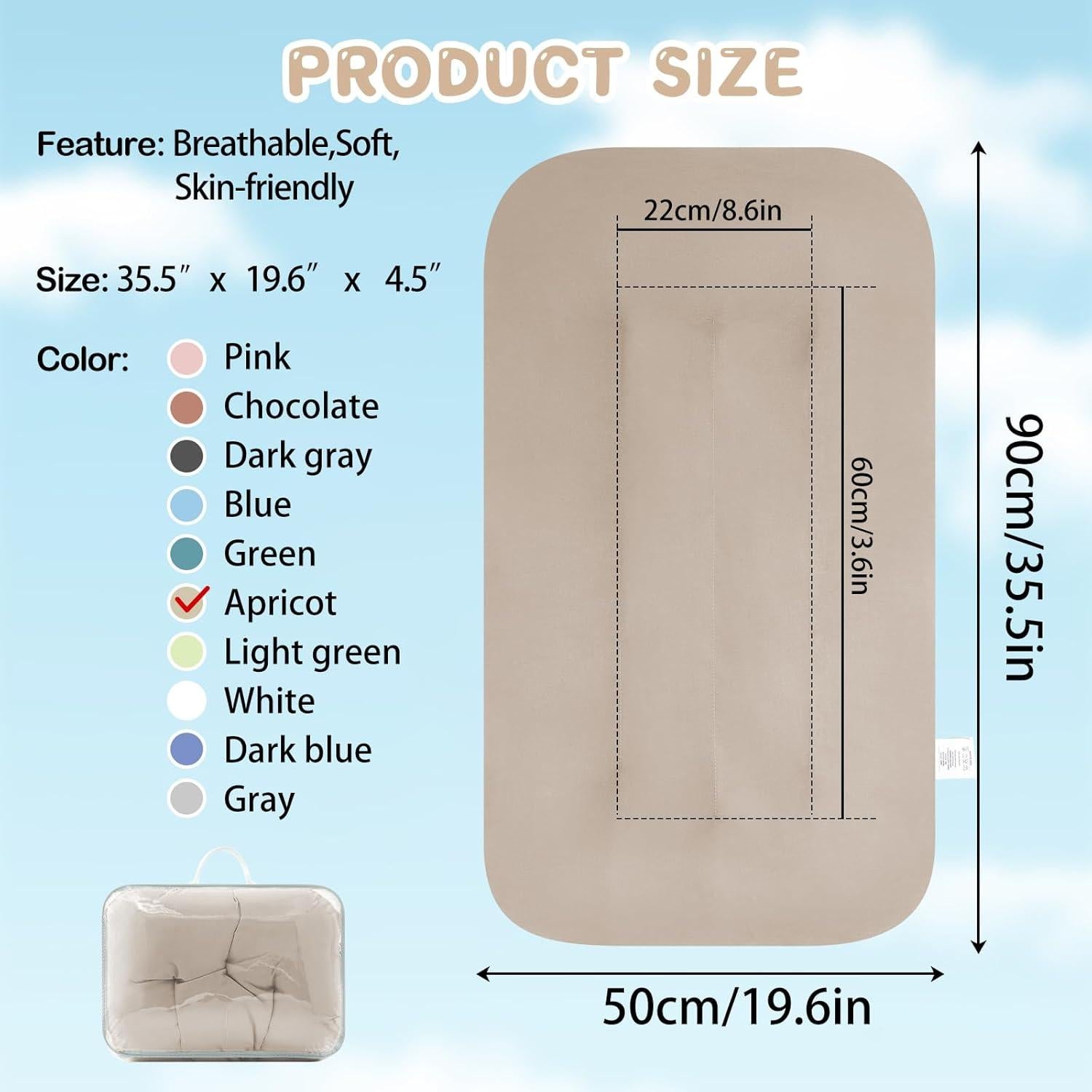 Cojín para Bebés Recien Nacidos Algodón Orgánico Albaricoque