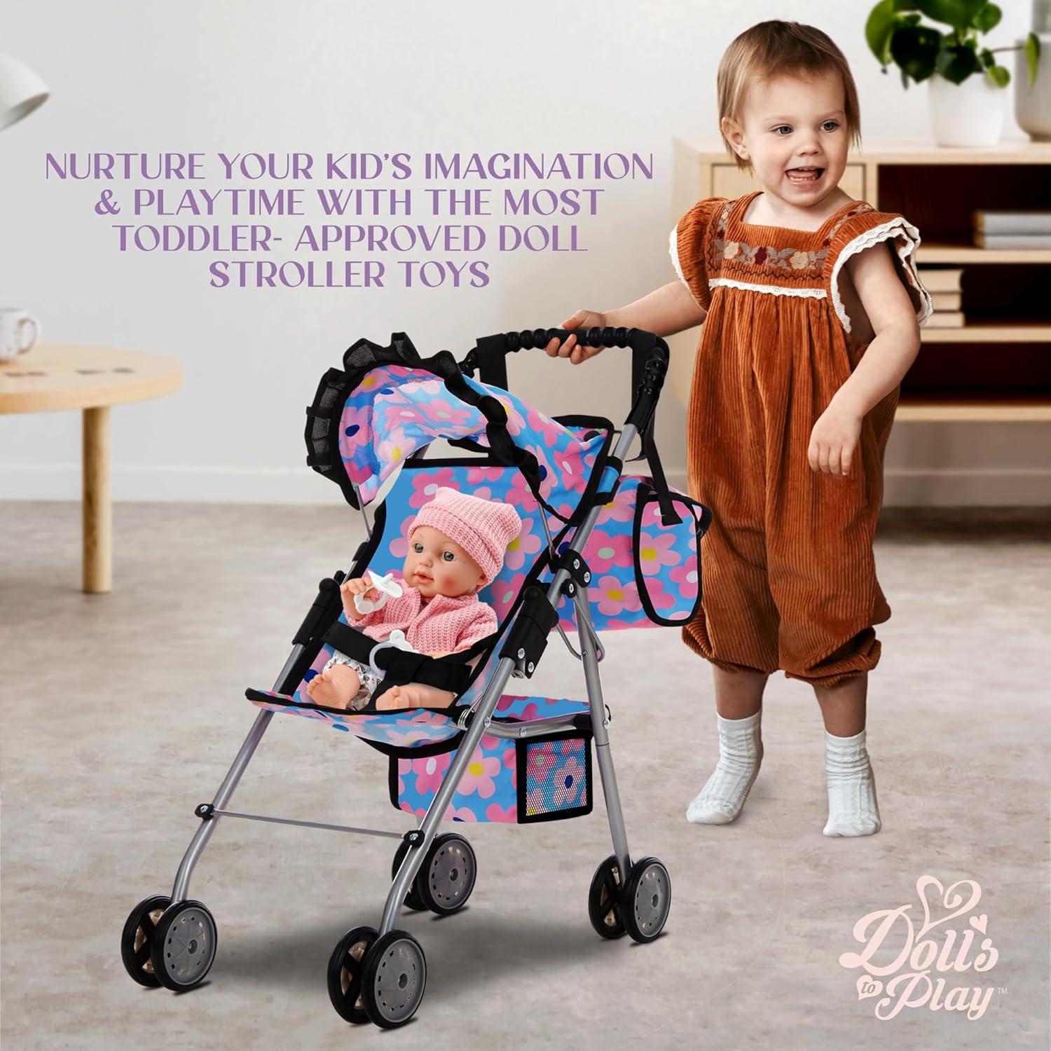 Carrito de Muñeca Dolls To Play Plegable Azul 50.8 cm