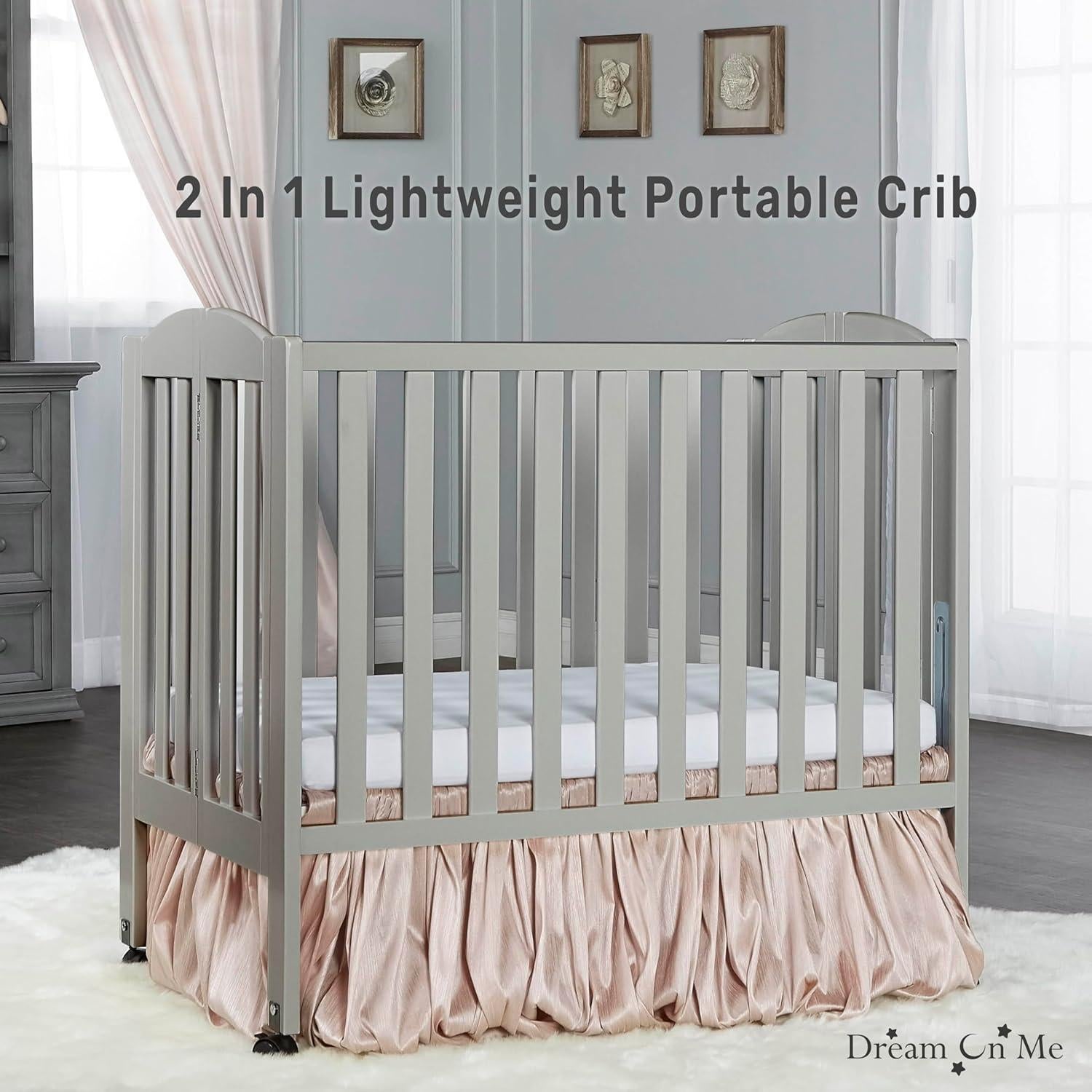 Cuna Plegable Portátil Dream On Me 2 en 1 Gris Frío 101.6x66.0 cm