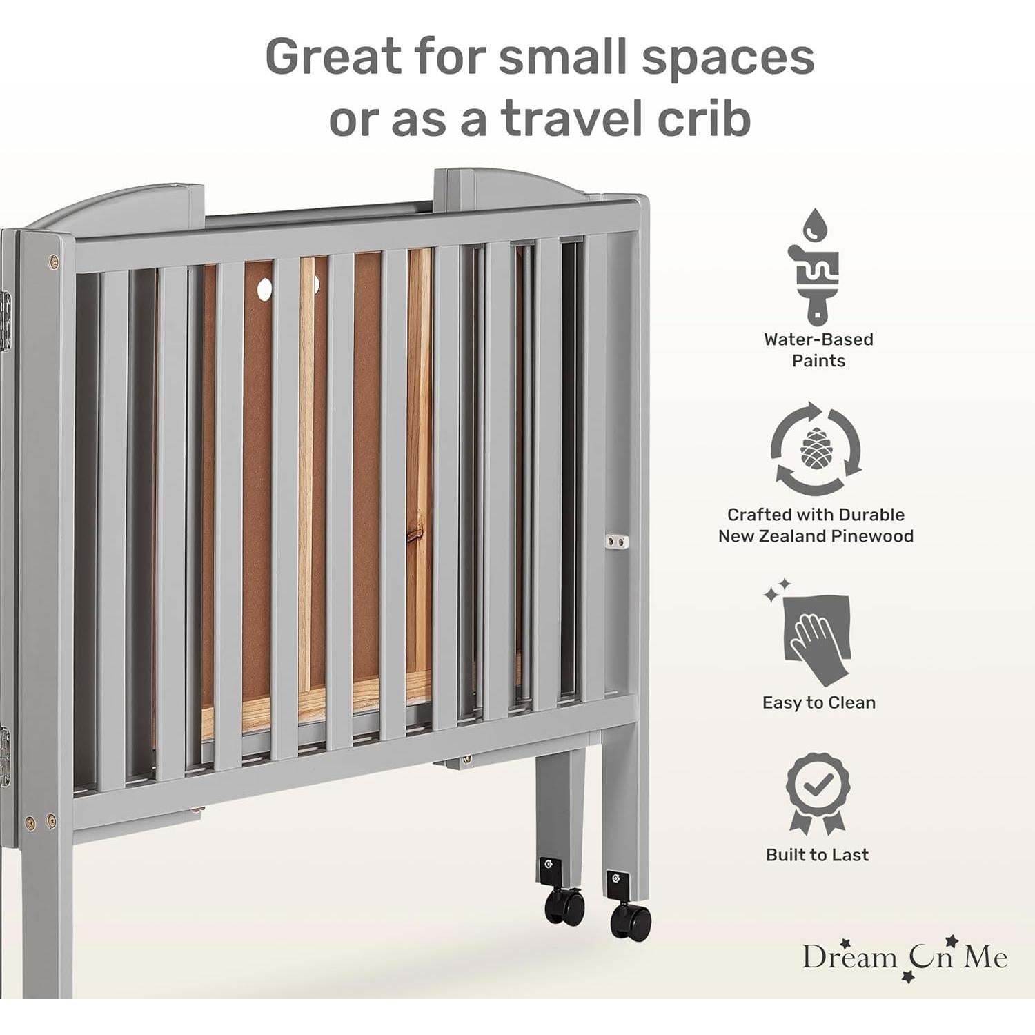 Cuna Plegable Portátil Dream On Me 2 en 1 Gris Frío 101.6x66.0 cm