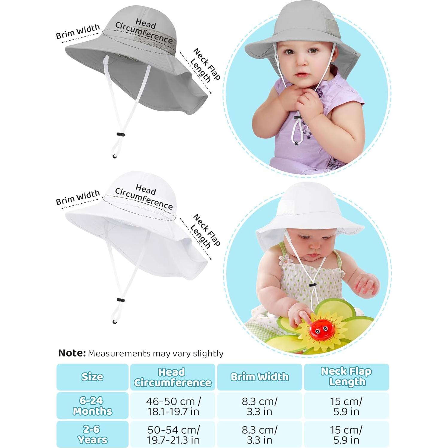 Sombrero de Sol Cooraby 2 Pack UPF 50+ para Bebés 6-24 Meses