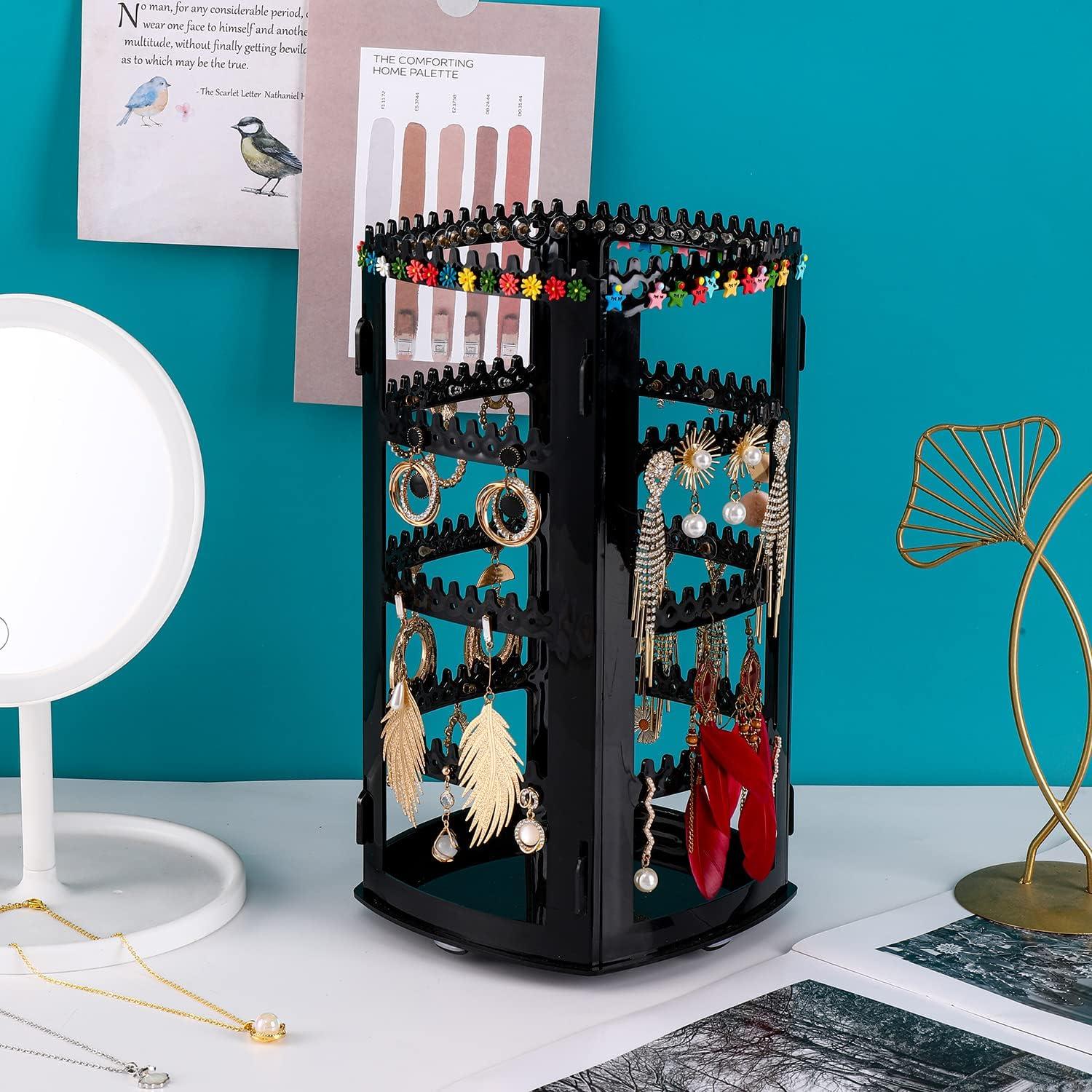 Sooyee Organizador de Joyería 360° Negro - Soporte para Pendientes y Collares