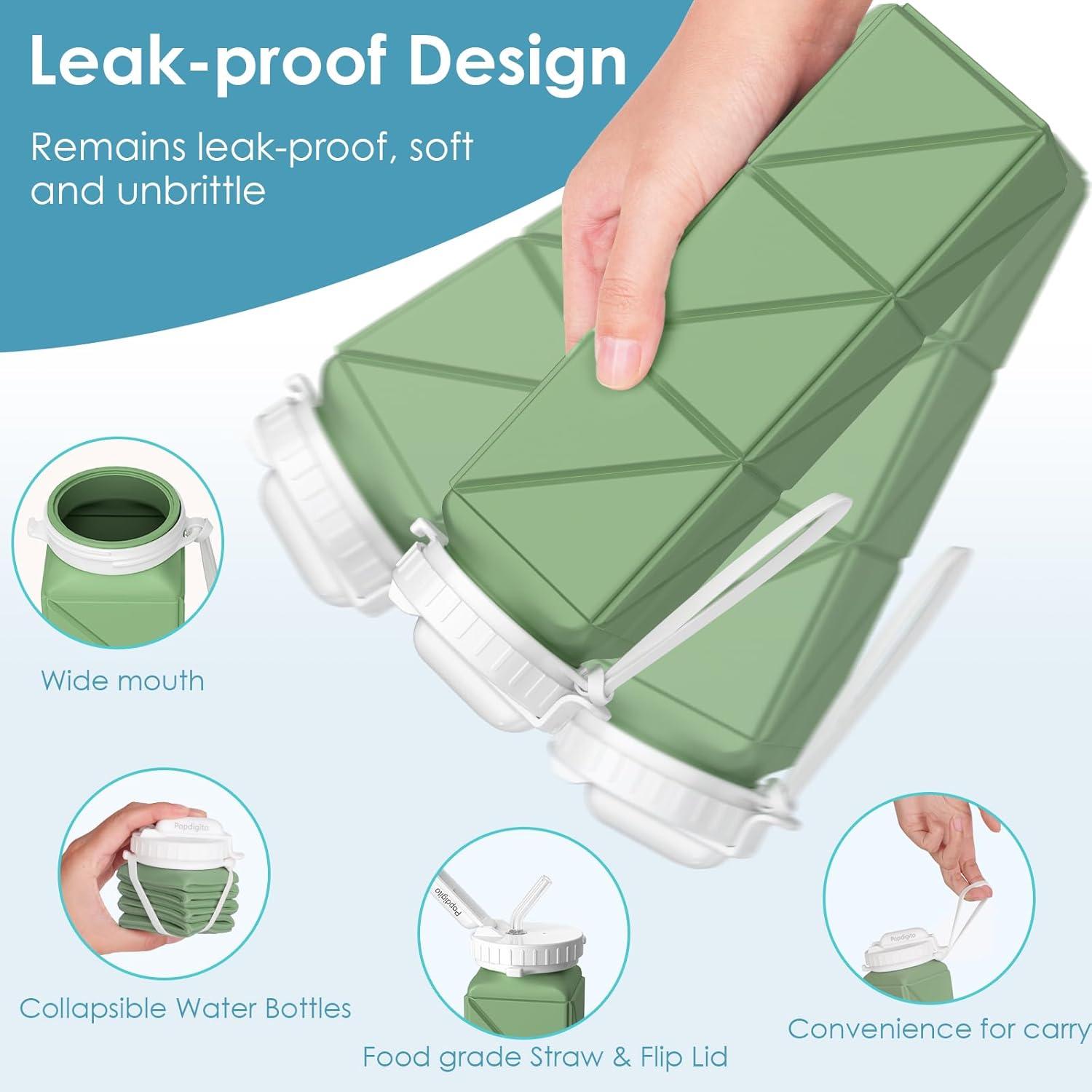 Botella de Agua Plegable Popdigito 610ml Verde Militar