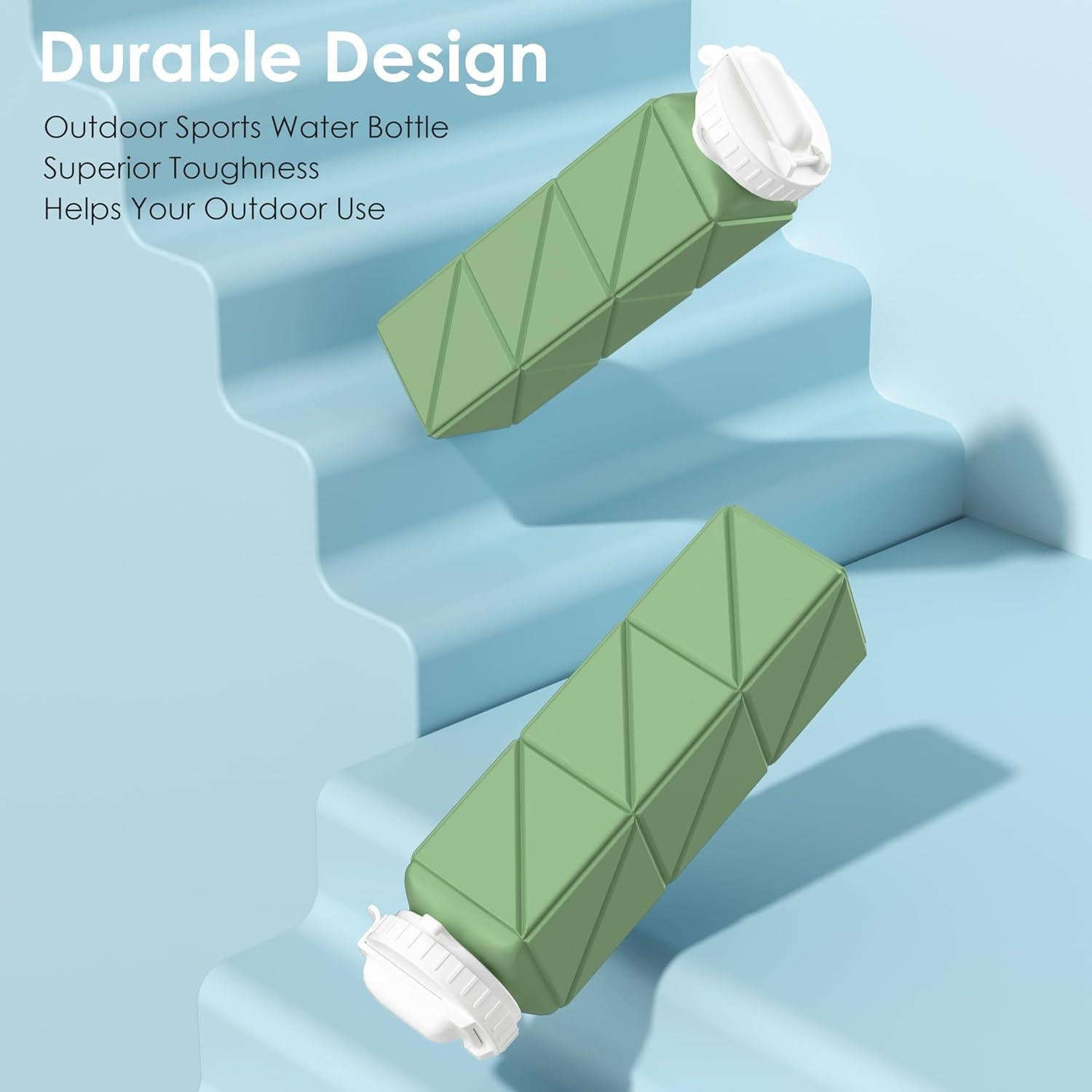 Botella de Agua Plegable Popdigito 610ml Verde Militar