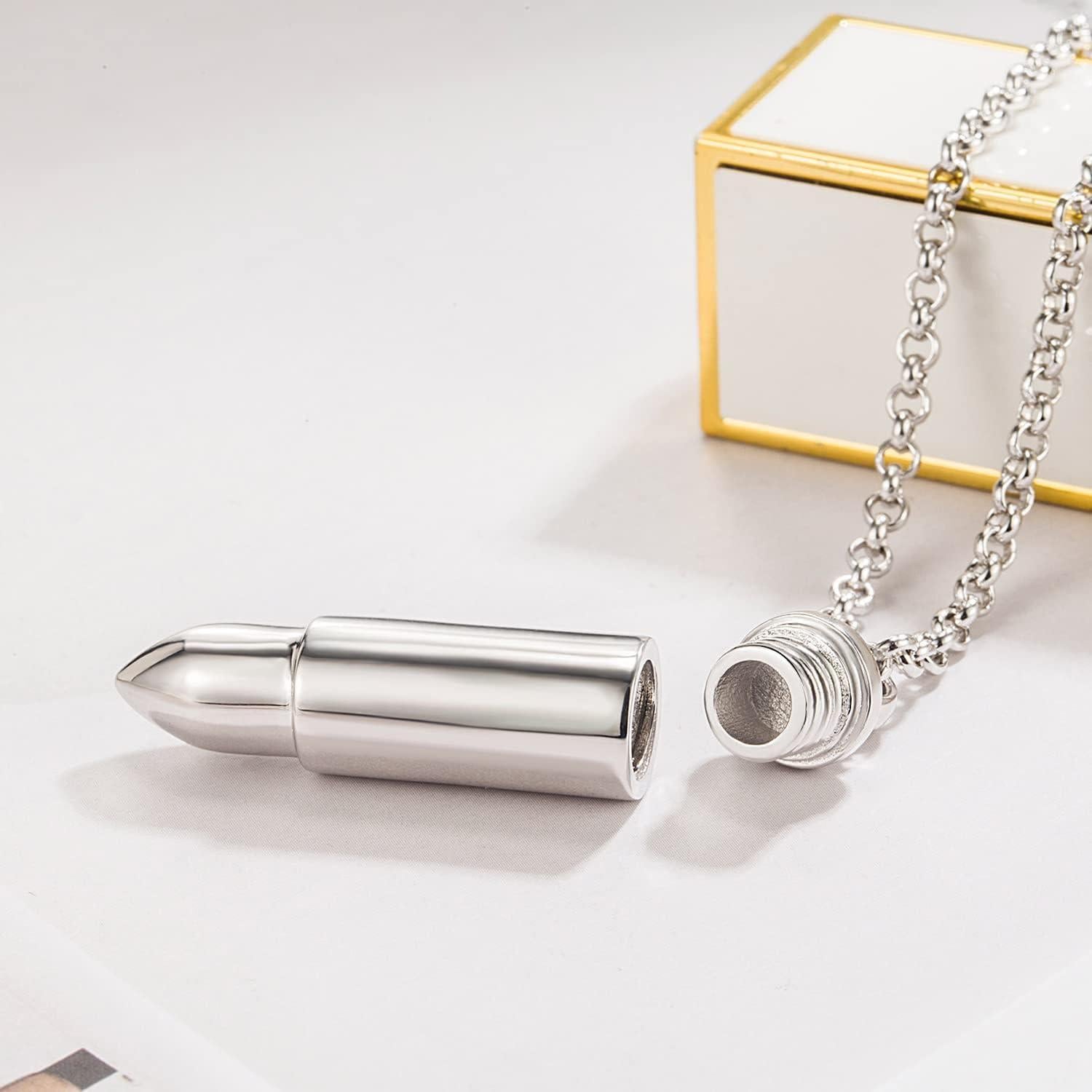 Collar de Cadena Rolo H&Beautimer en Plata Esterlina 925 con Colgante de Bala 45.7-76 cm