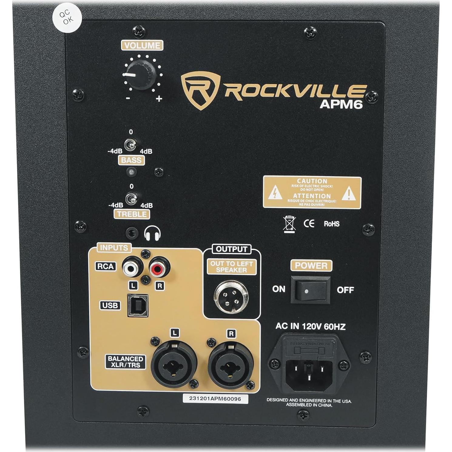Altavoces de Estudio Rockville APM6 Bi-amplificados 350W