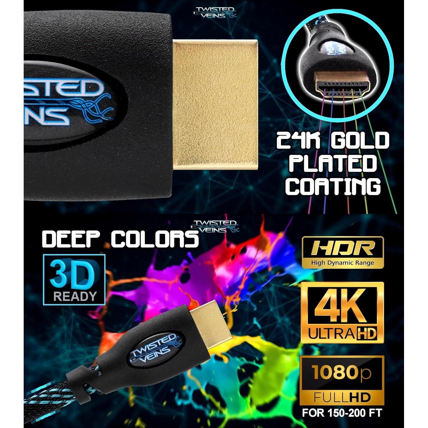 Cable HDMI 7.5m Twisted Veins Alta Velocidad 4K 60Hz