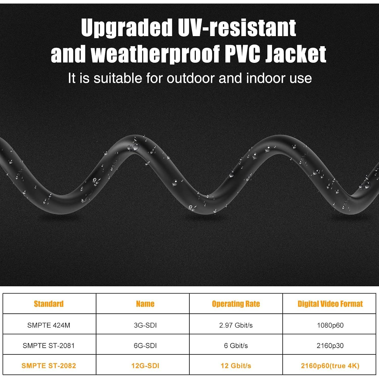 Cable SDI 4K Dbilida 91 cm BNC 12G Coaxial 16AWG