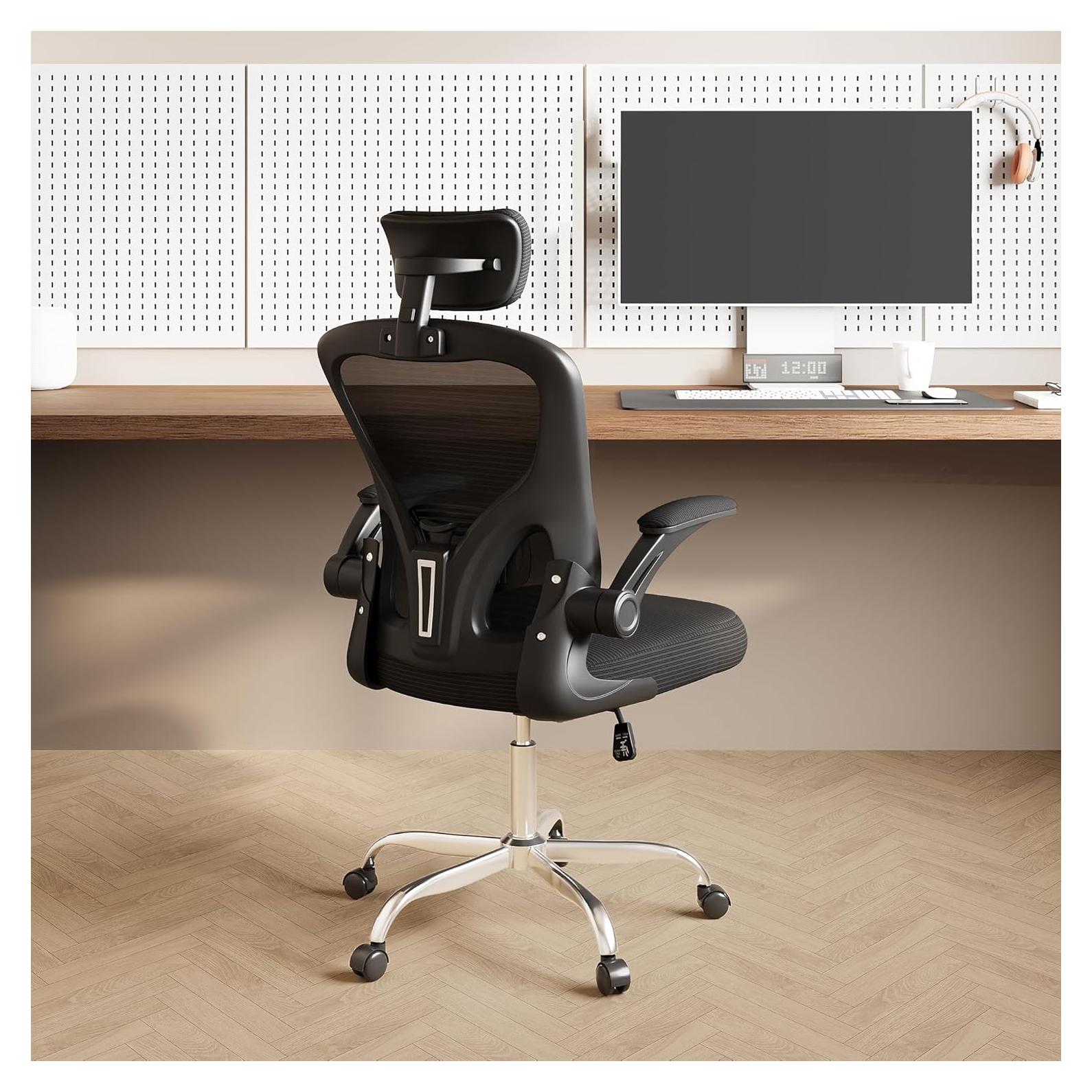 Silla de Oficina DEVAISE Ergonómica con Respaldo Malla Negro