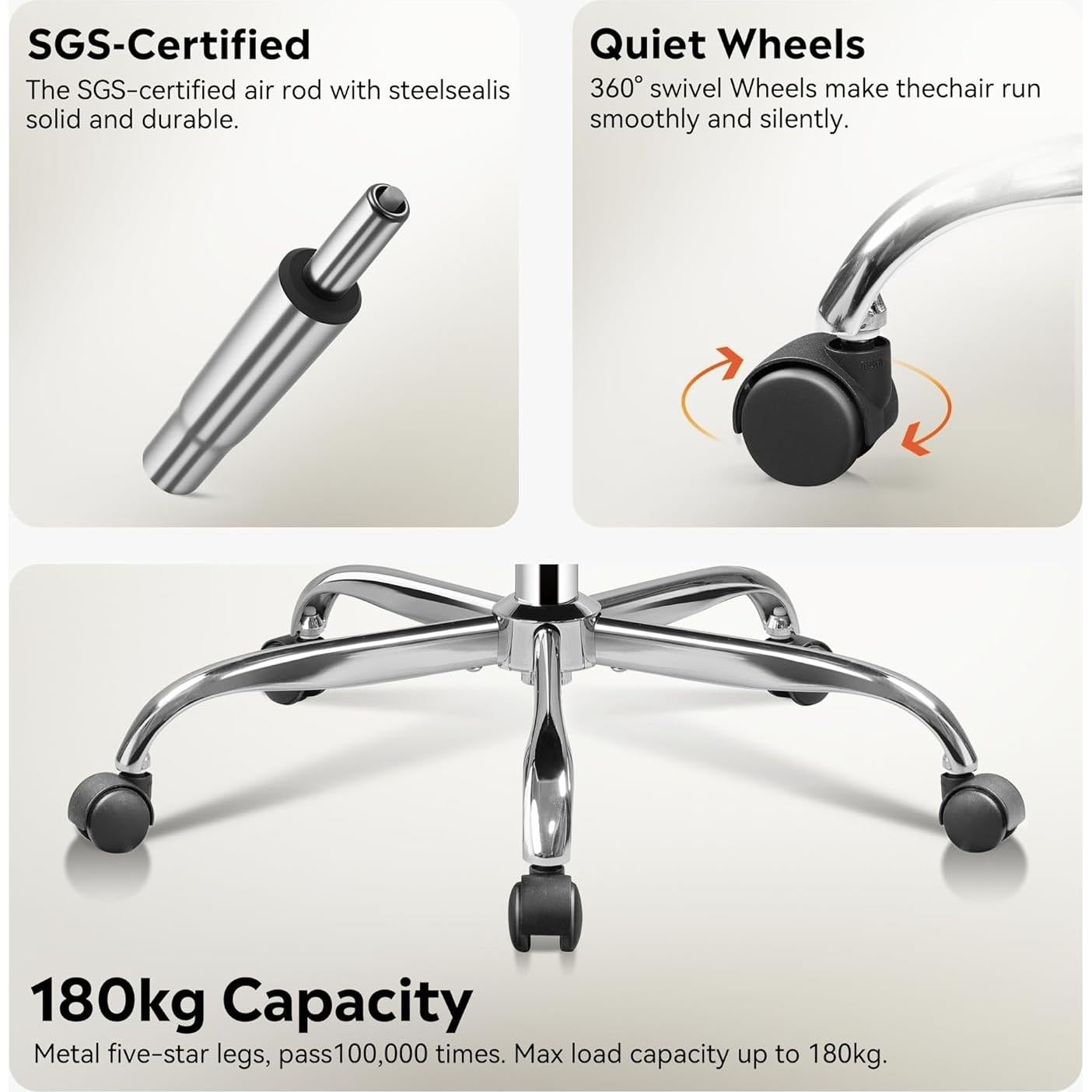 Silla de Oficina DEVAISE Ergonómica con Respaldo Malla Negro