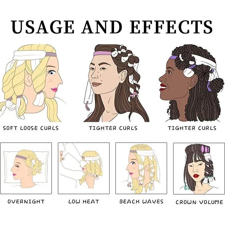 Diadema Rizador de Cabello Sin Calor YiQiYi - Negro