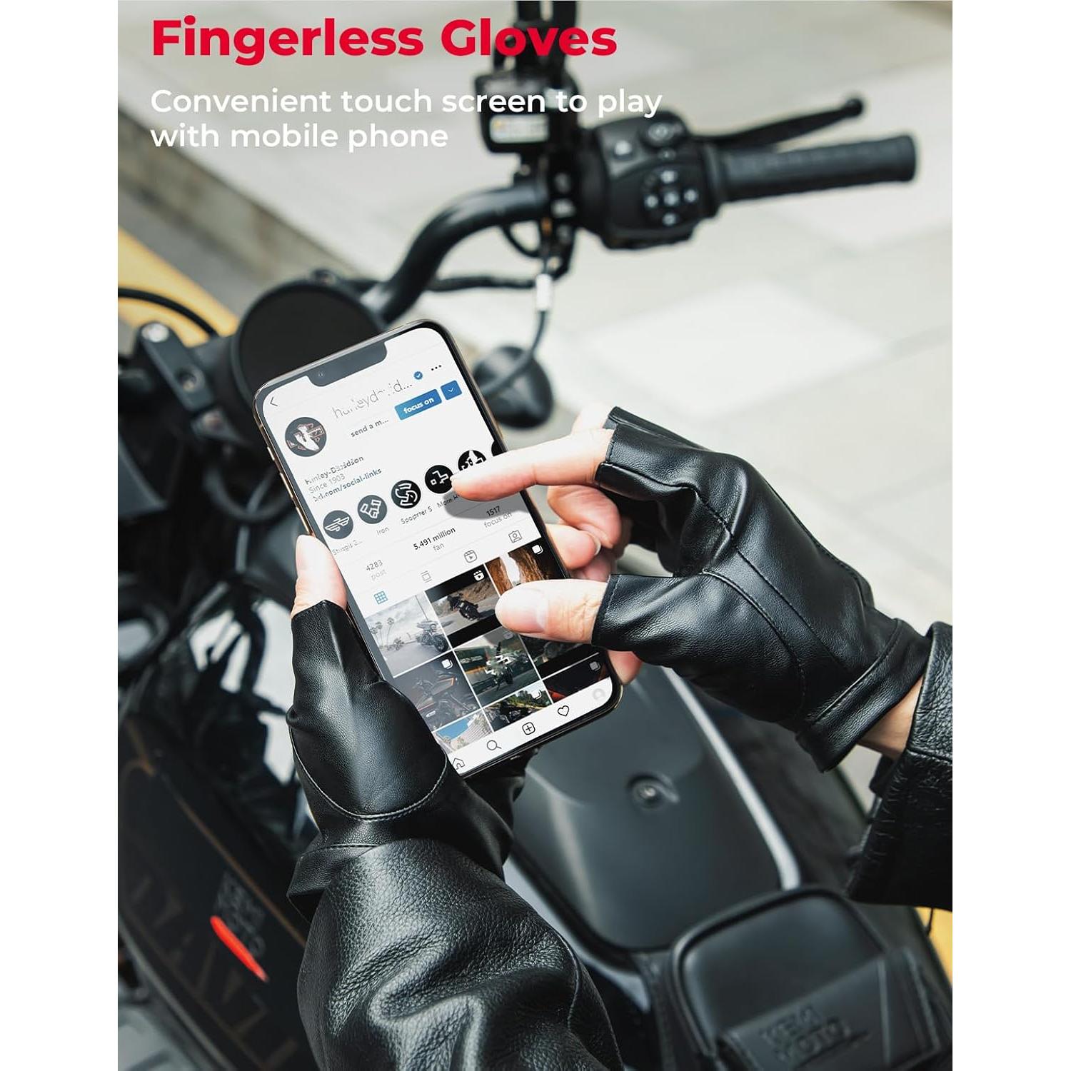 Guantes de Conducción KEMIMOTO Sin Dedos PU Negro