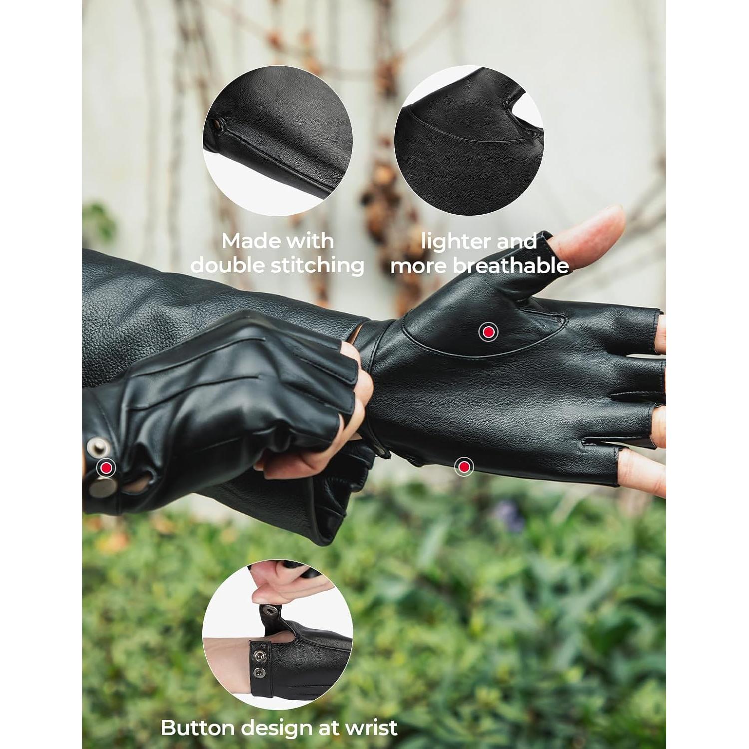 Guantes de Conducción KEMIMOTO Sin Dedos PU Negro