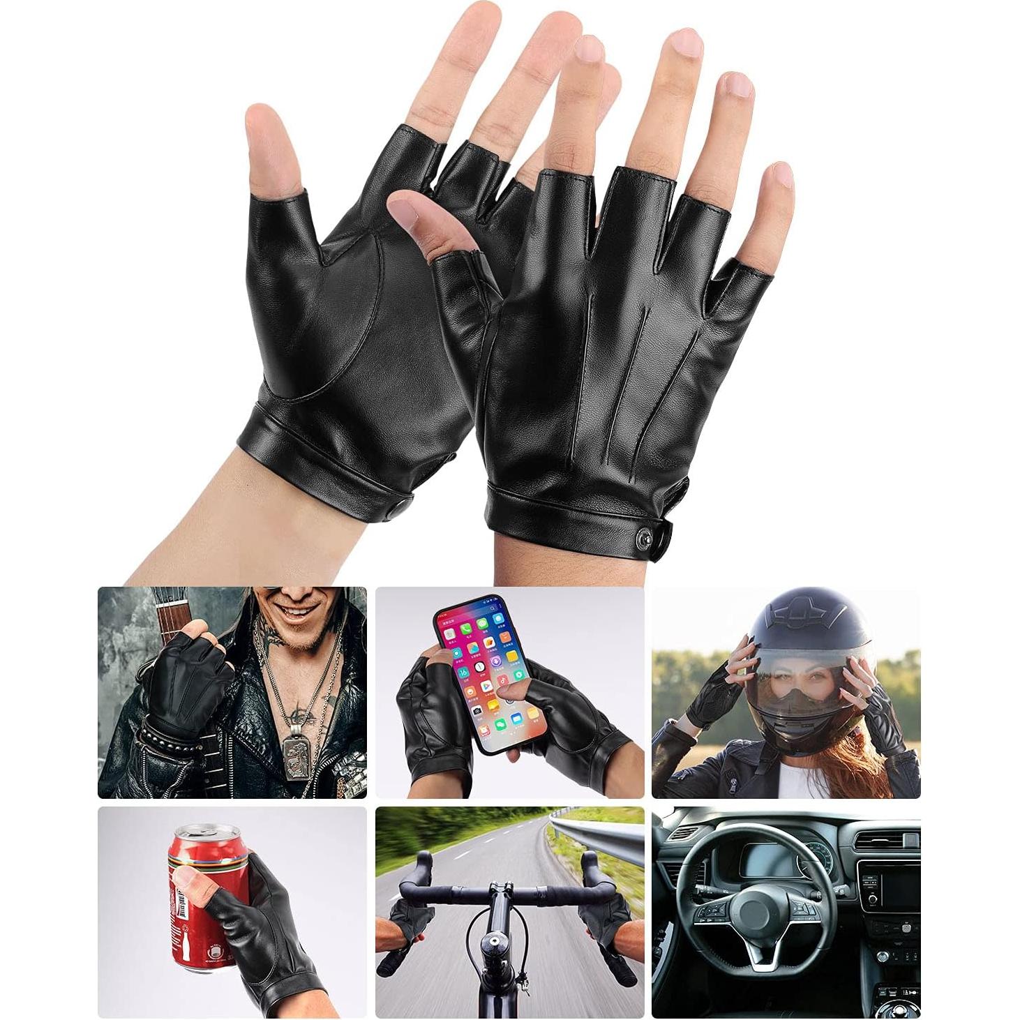 Guantes de Conducción KEMIMOTO Sin Dedos PU Negro