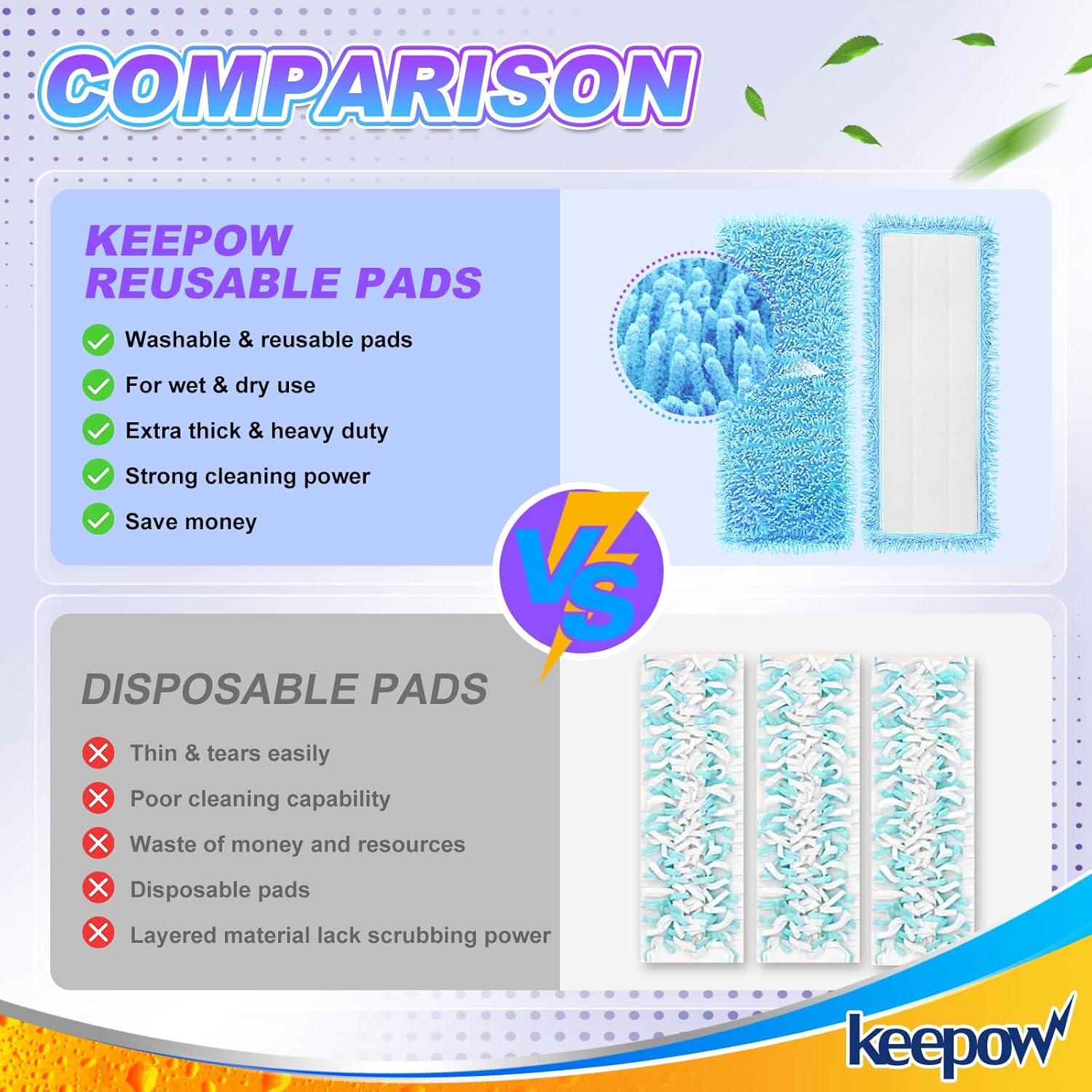 Almohadillas de Mopa Reutilizables KEEPOW 39x13 cm 4 Paquete