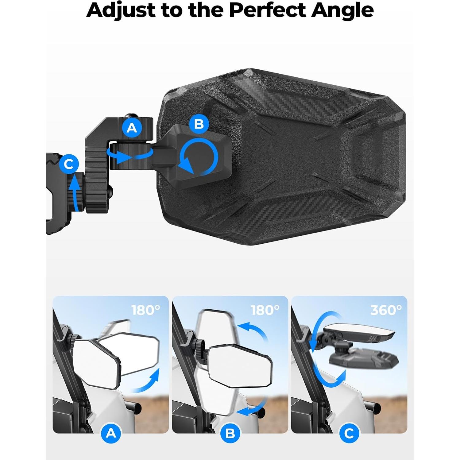 Espejos Laterales UTV KEMIMOTO Pro-Fit Ajustables 17x12 cm