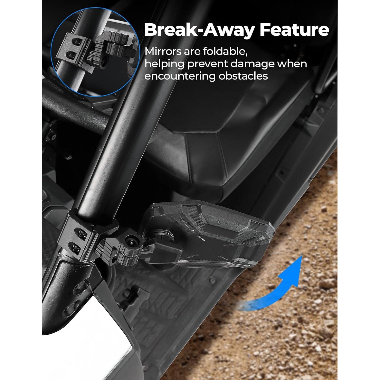 Espejos Laterales UTV KEMIMOTO Pro-Fit Ajustables 17x12 cm