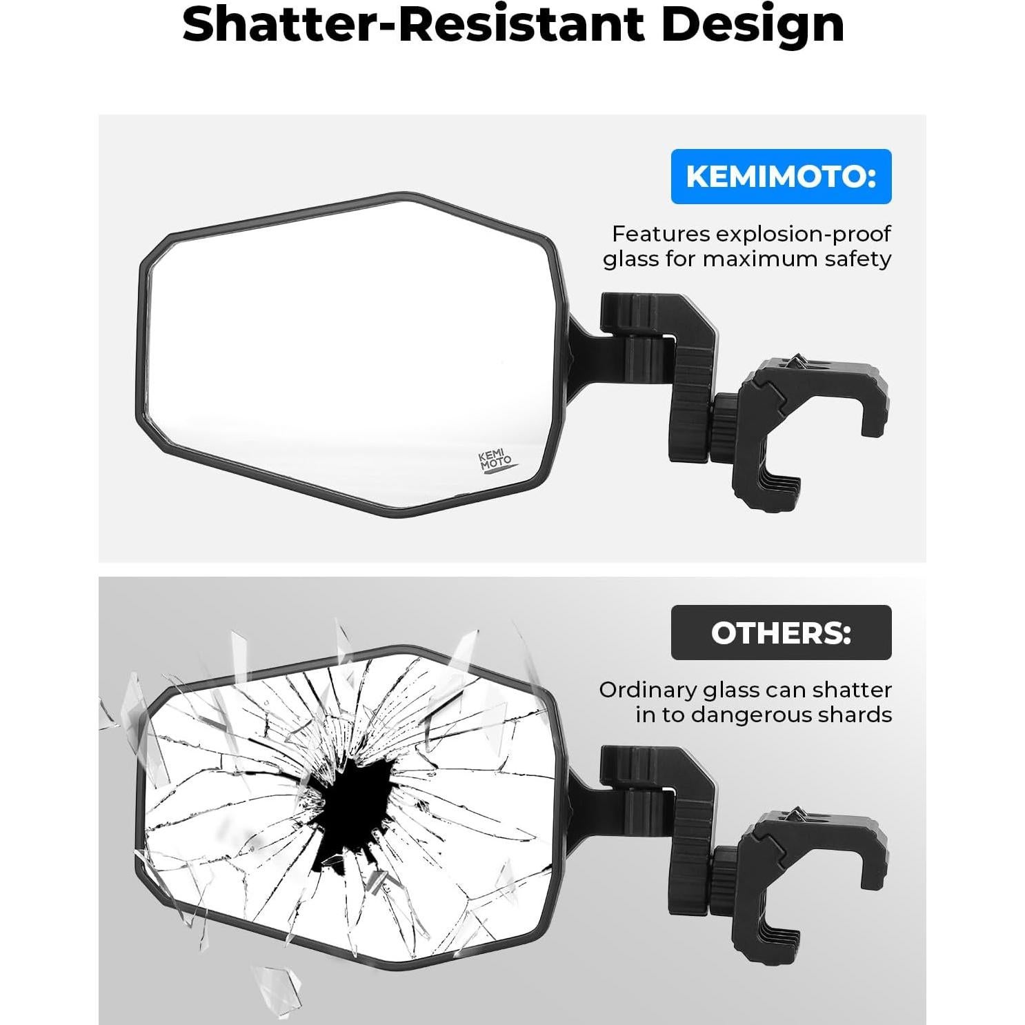 Espejos Laterales UTV KEMIMOTO Pro-Fit Ajustables 17x12 cm
