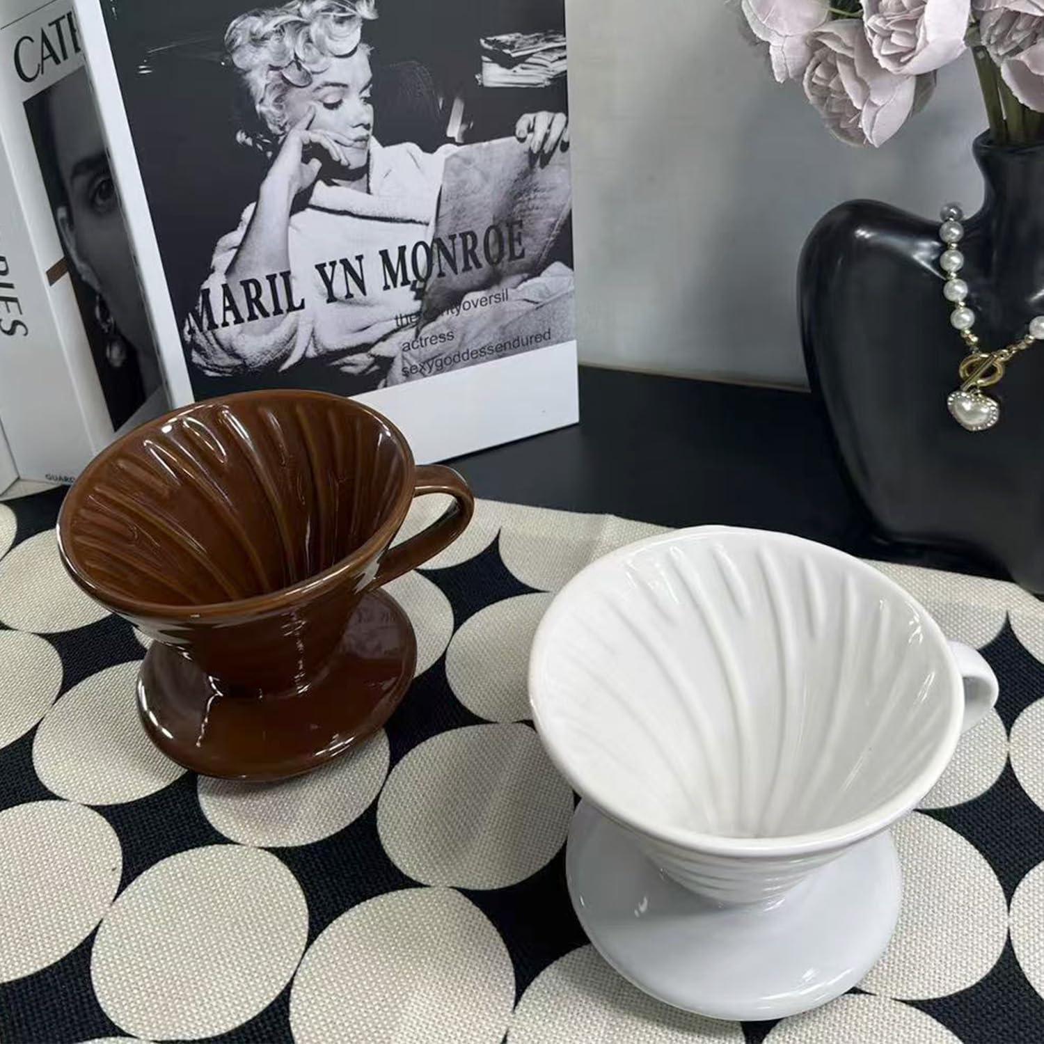 Cafetera de Goteo Marirao Manual Cerámica 1-2 Tazas Blanca