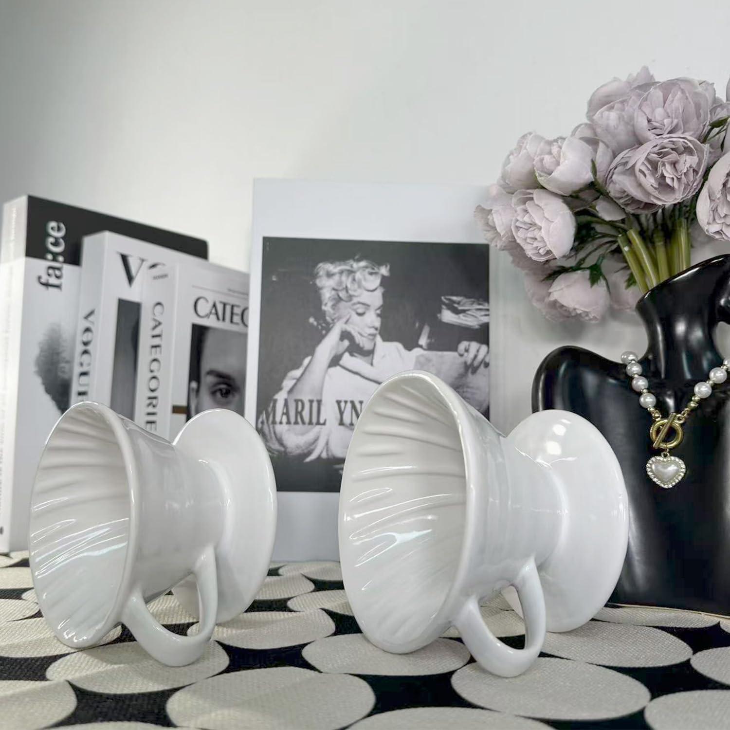 Cafetera de Goteo Marirao Manual Cerámica 1-2 Tazas Blanca