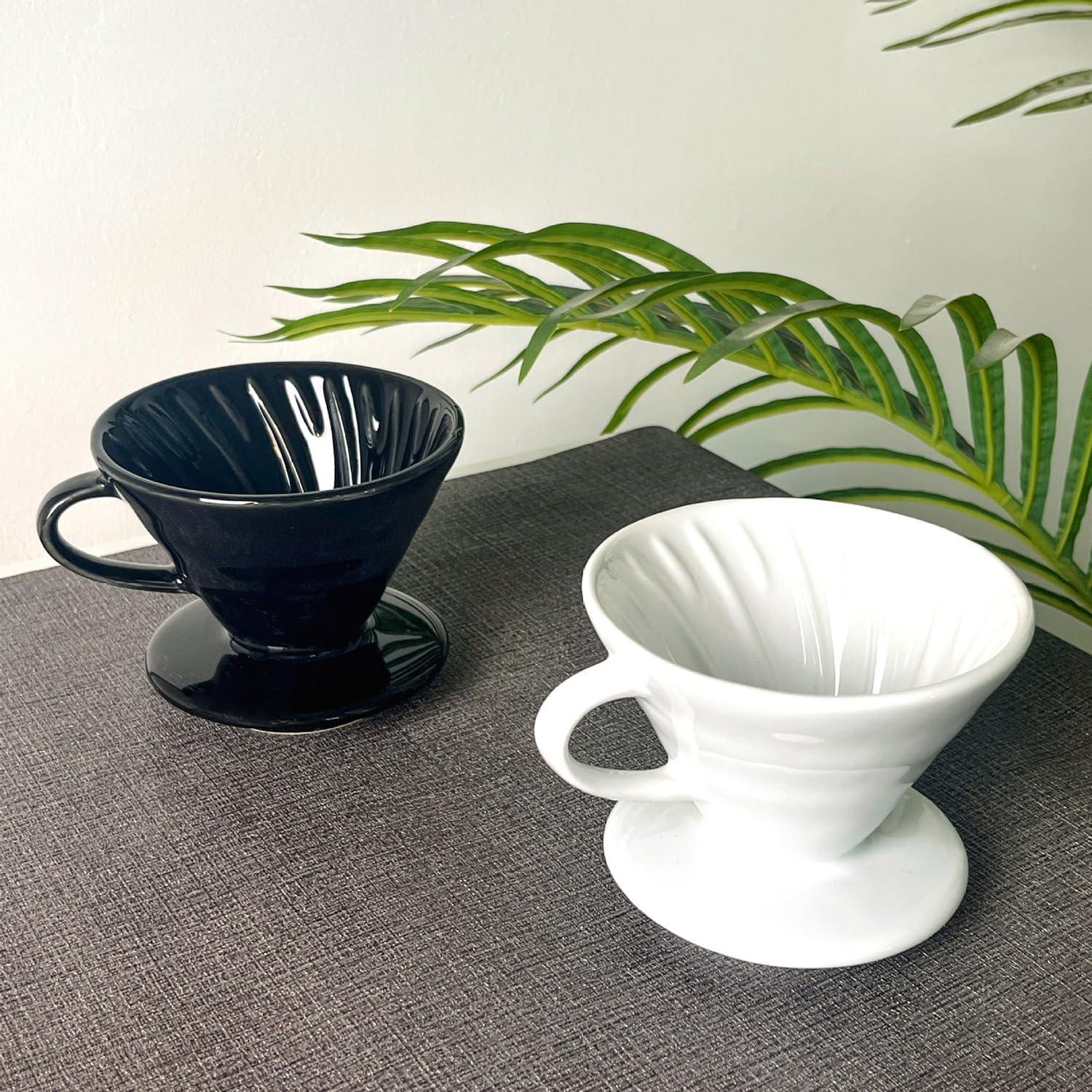 Cafetera de Goteo Marirao Manual Cerámica 1-2 Tazas Blanca