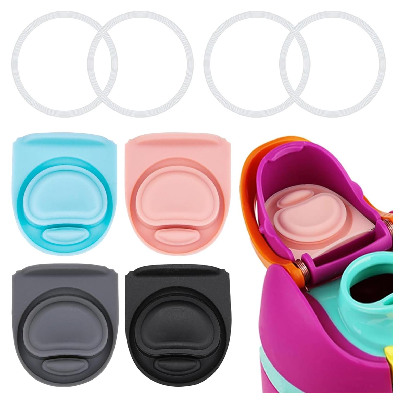 4 Tapones de Repuesto y Anillos Owala FreeSip 16-40oz Silicona
