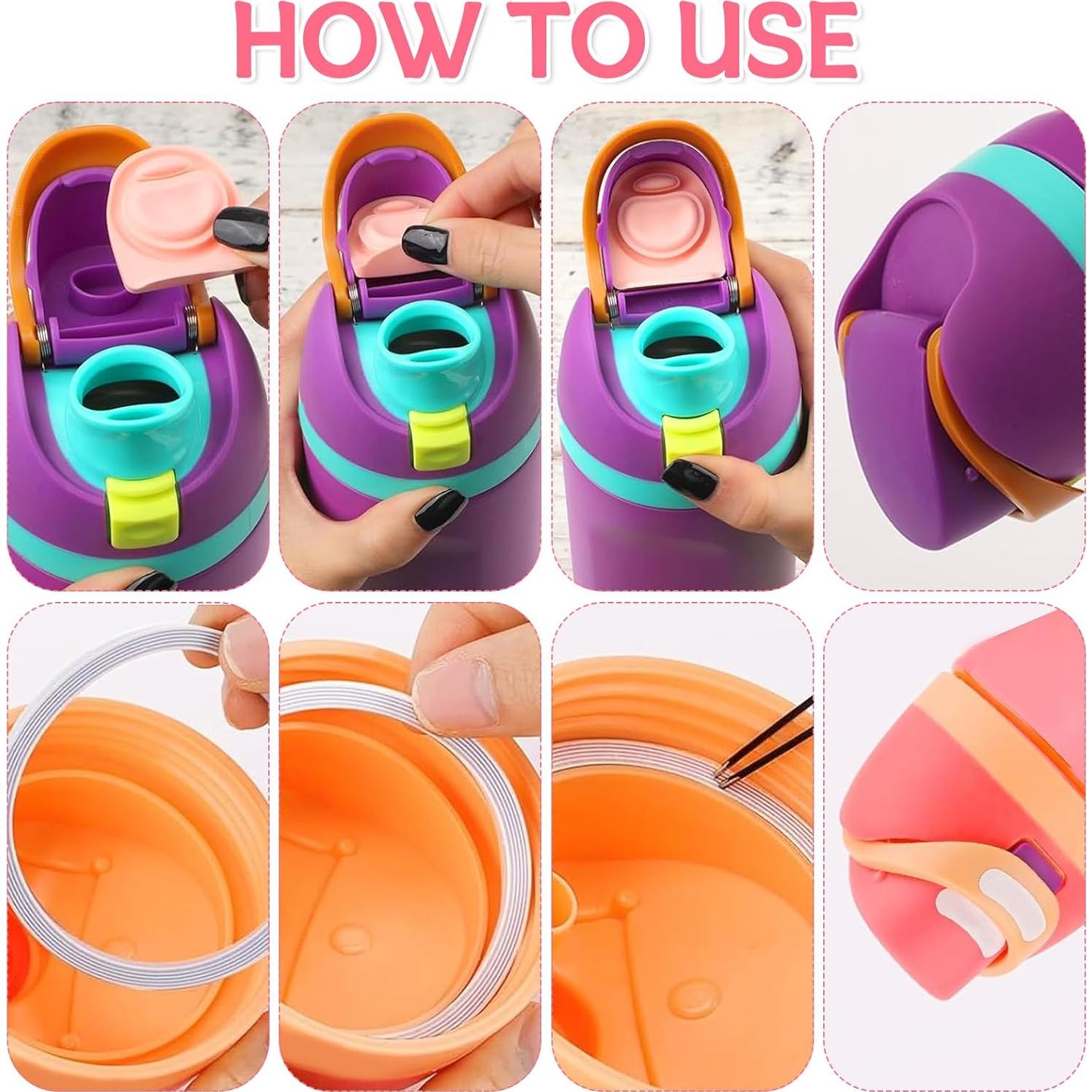 4 Tapones de Repuesto y Anillos Owala FreeSip 16-40oz Silicona