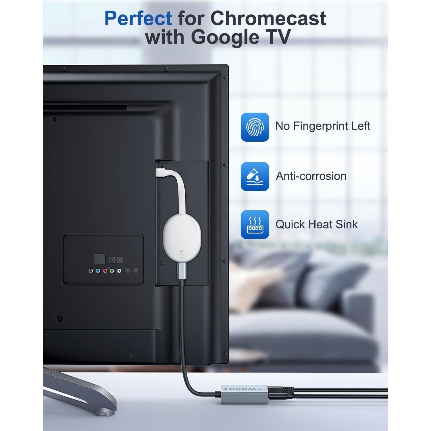 Adaptador Ethernet ZEXMTE 1000Mbps USB-C a RJ45 para Chromecast