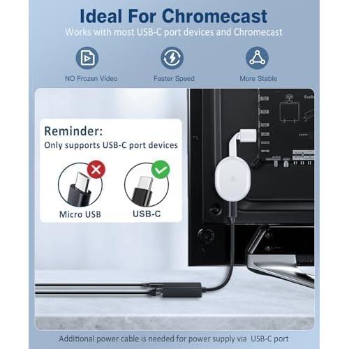 Adaptador Ethernet ZEXMTE 1000Mbps USB-C a RJ45 para Chromecast