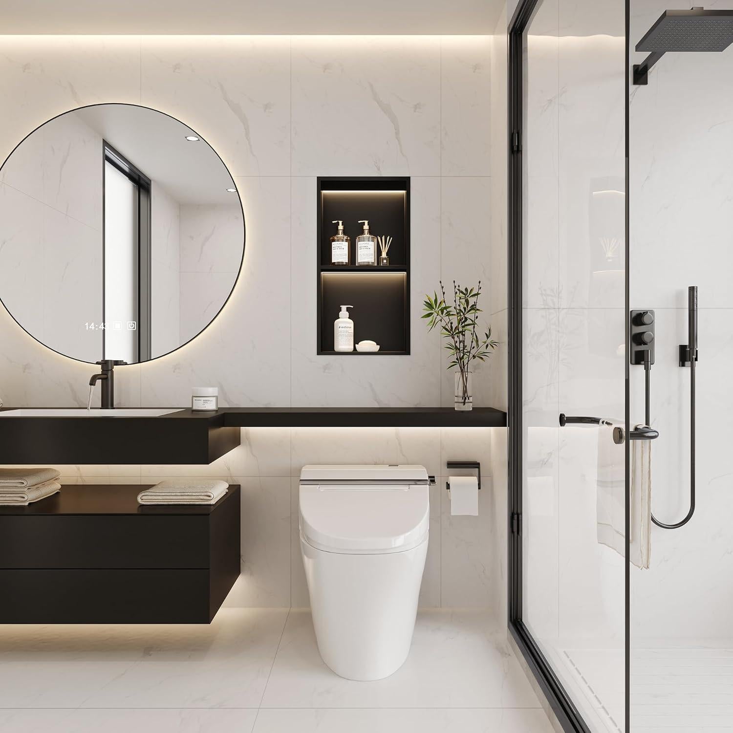 Nicho de Ducha Empotrado Neohomee 30.48x60.96cm LED Negro