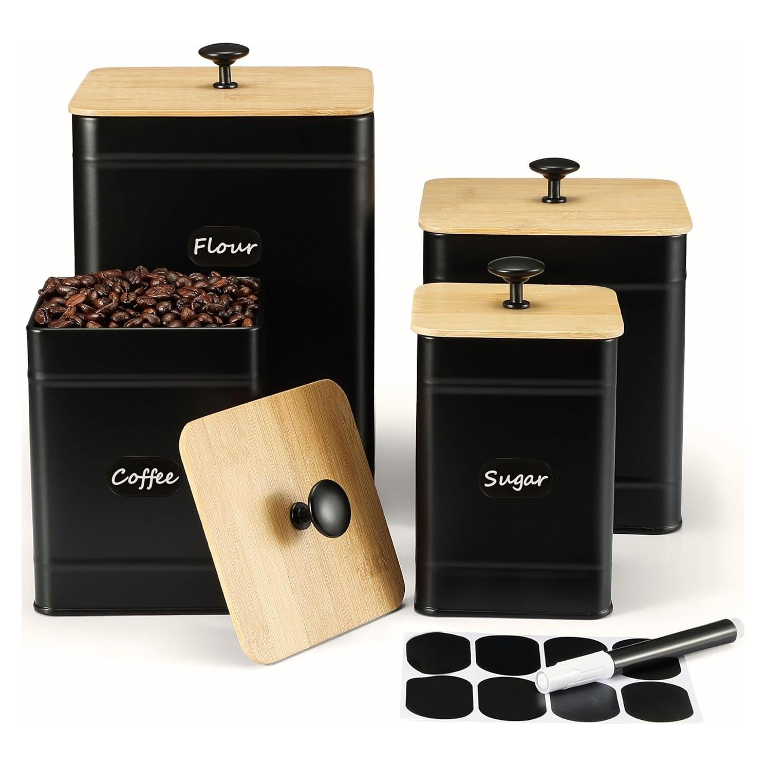 Set de 4 Tarros de Cocina Herméticos PERFNIQUE - Negro