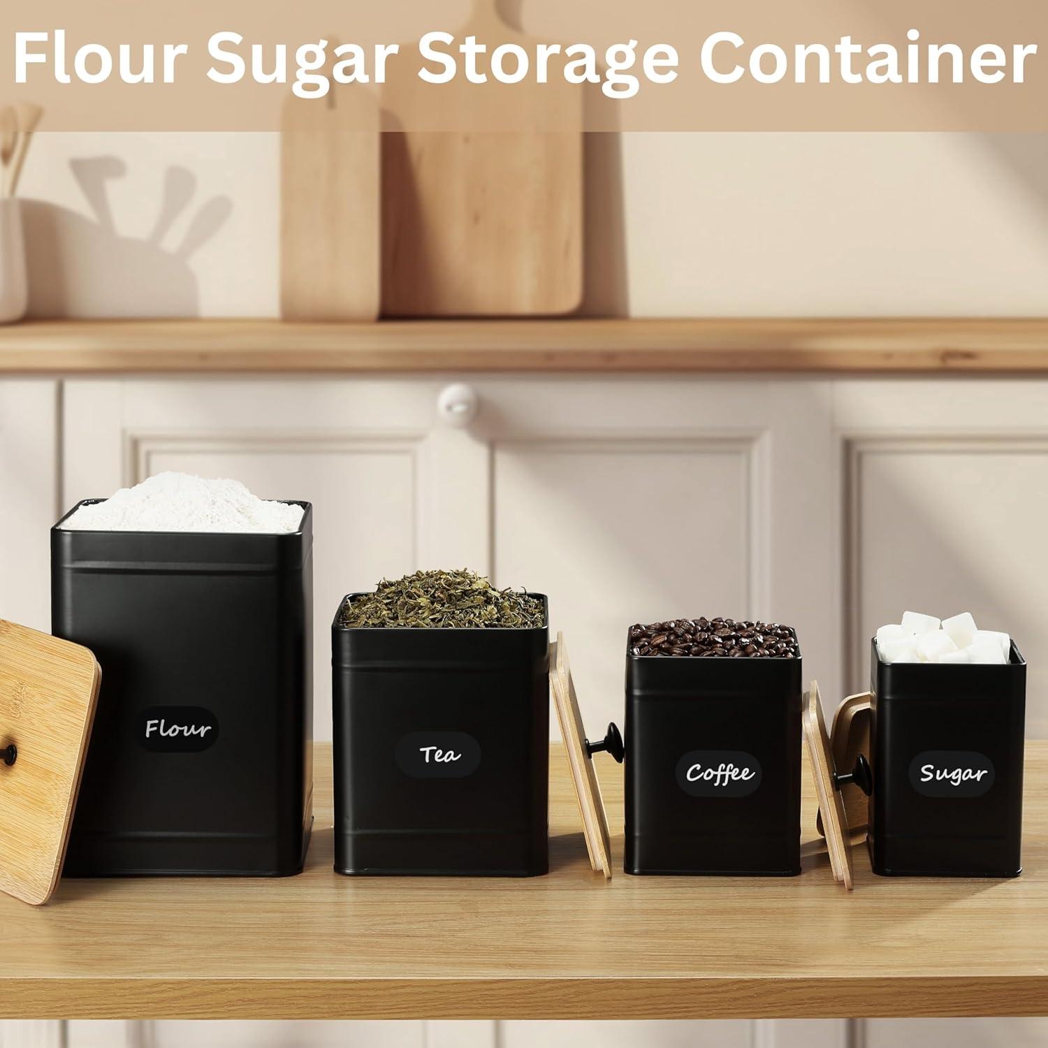 Set de 4 Tarros de Cocina Herméticos PERFNIQUE - Negro