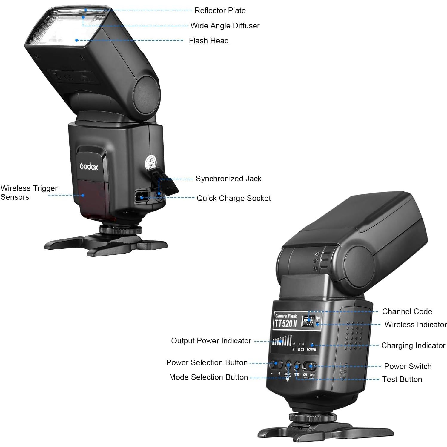 Flash Godox TT520 II para Cámara DSLR con Transmisor Inalámbrico