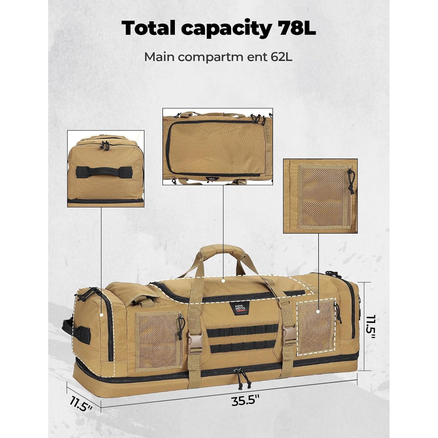 Bolsa de Caza KEMIMOTO 78L Marrón, Multiusos y Resistente