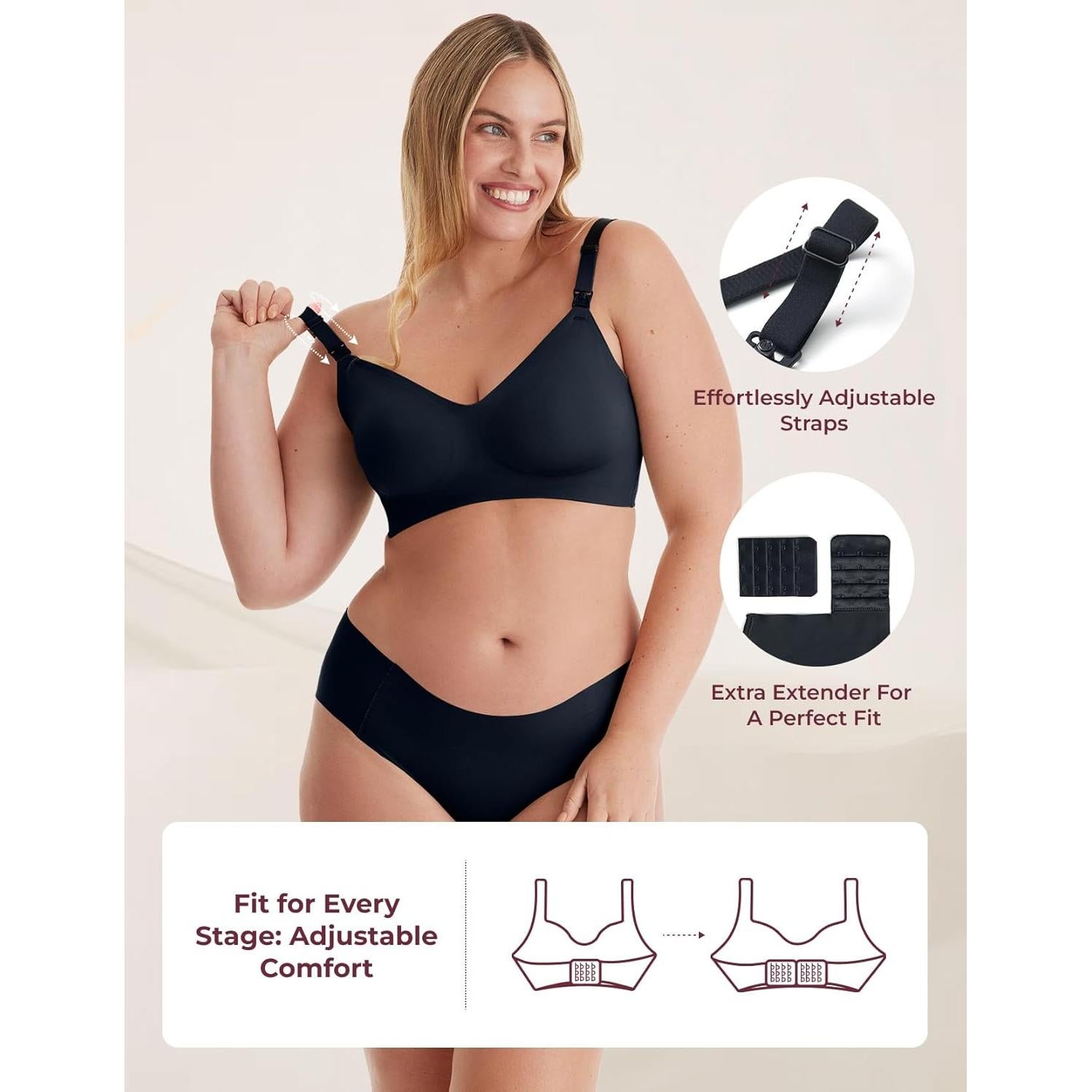 Sostén de Lactancia Momcozy YN21 Sin Costuras 2 Pzs Negro Beige