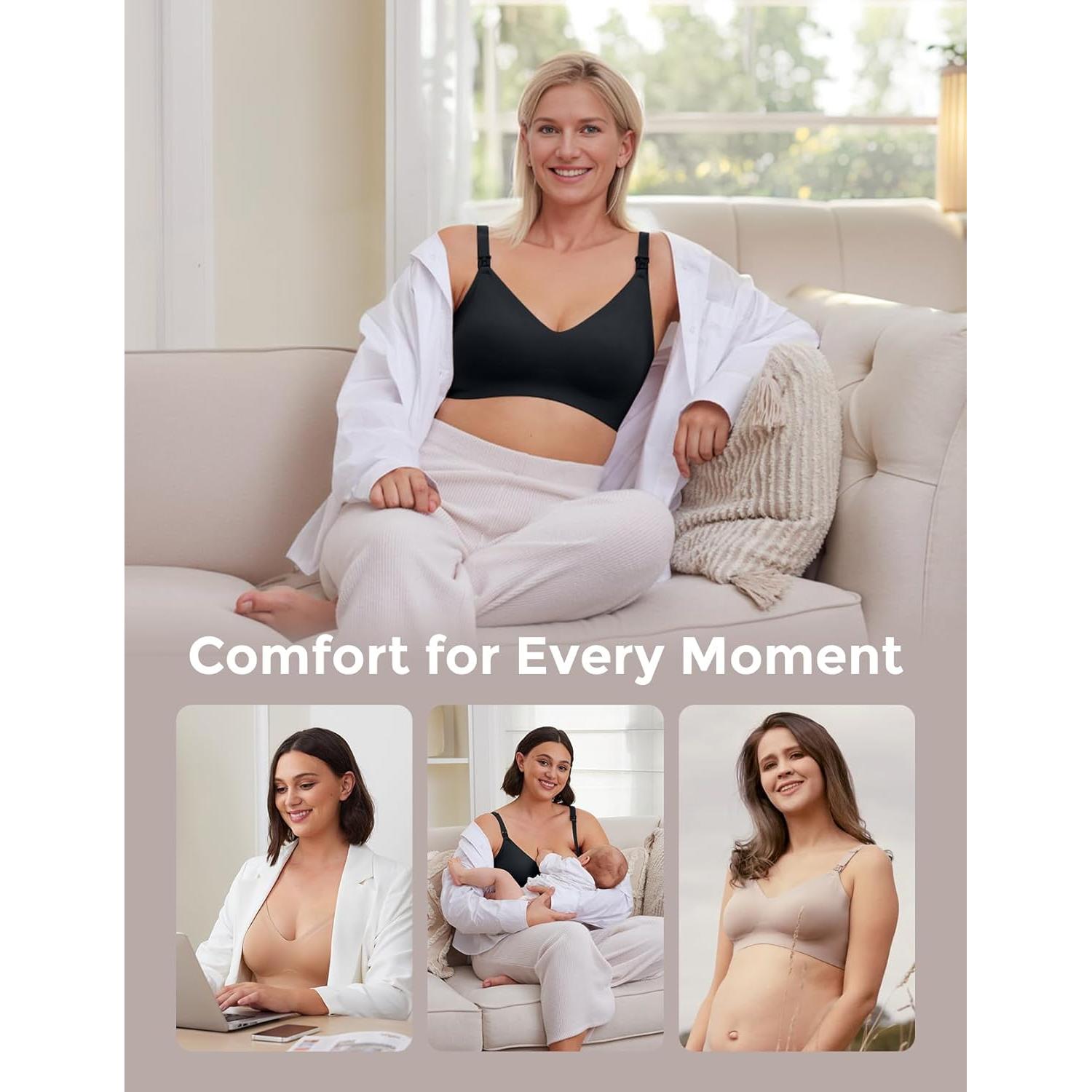 Sostén de Lactancia Momcozy YN21 Sin Costuras 2 Pzs Negro Beige