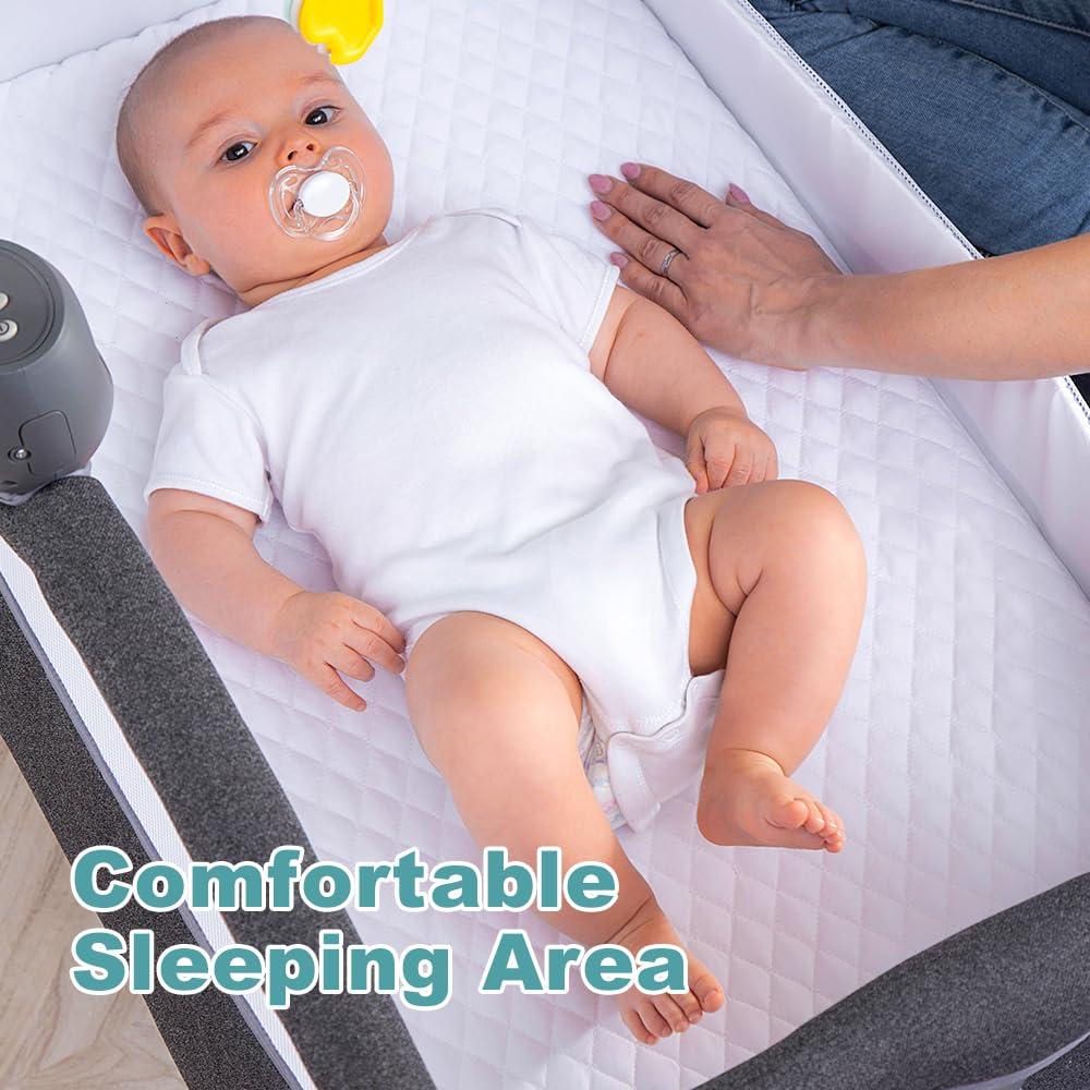 Cuna de Lado RONBEI para Bebé Gris Oscuro con Ruedas