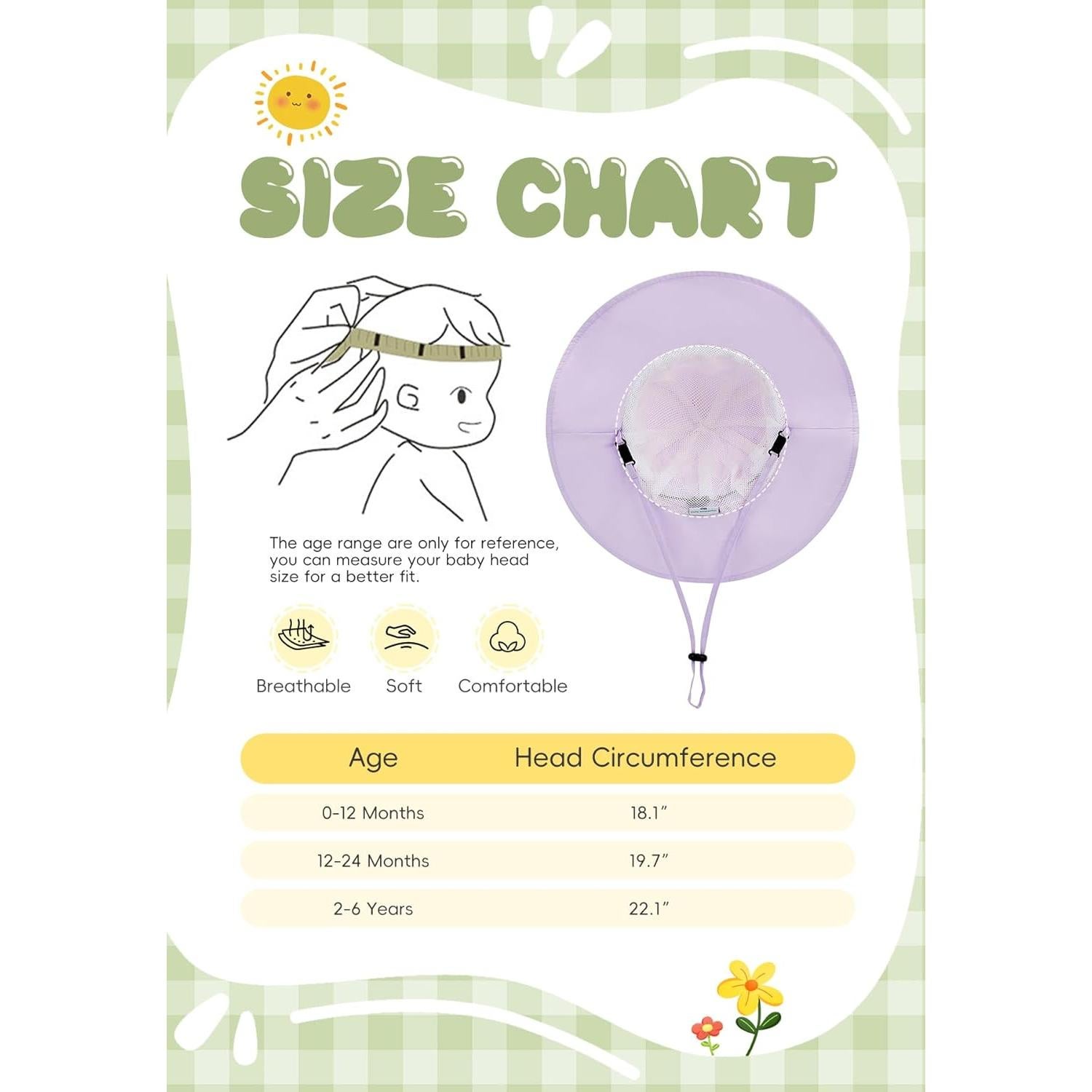 Sombrero de Sol Zando para Bebés UPF 50+ Color Púrpura Claro