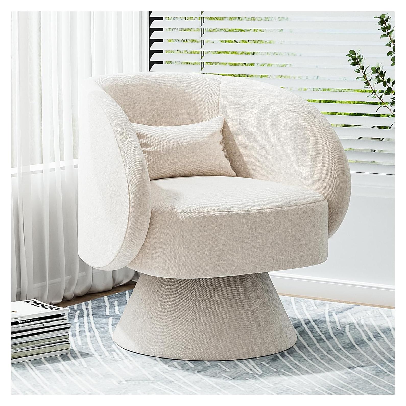 Silla Giratoria Nolohoo Beige Redonda Acolchada 360°