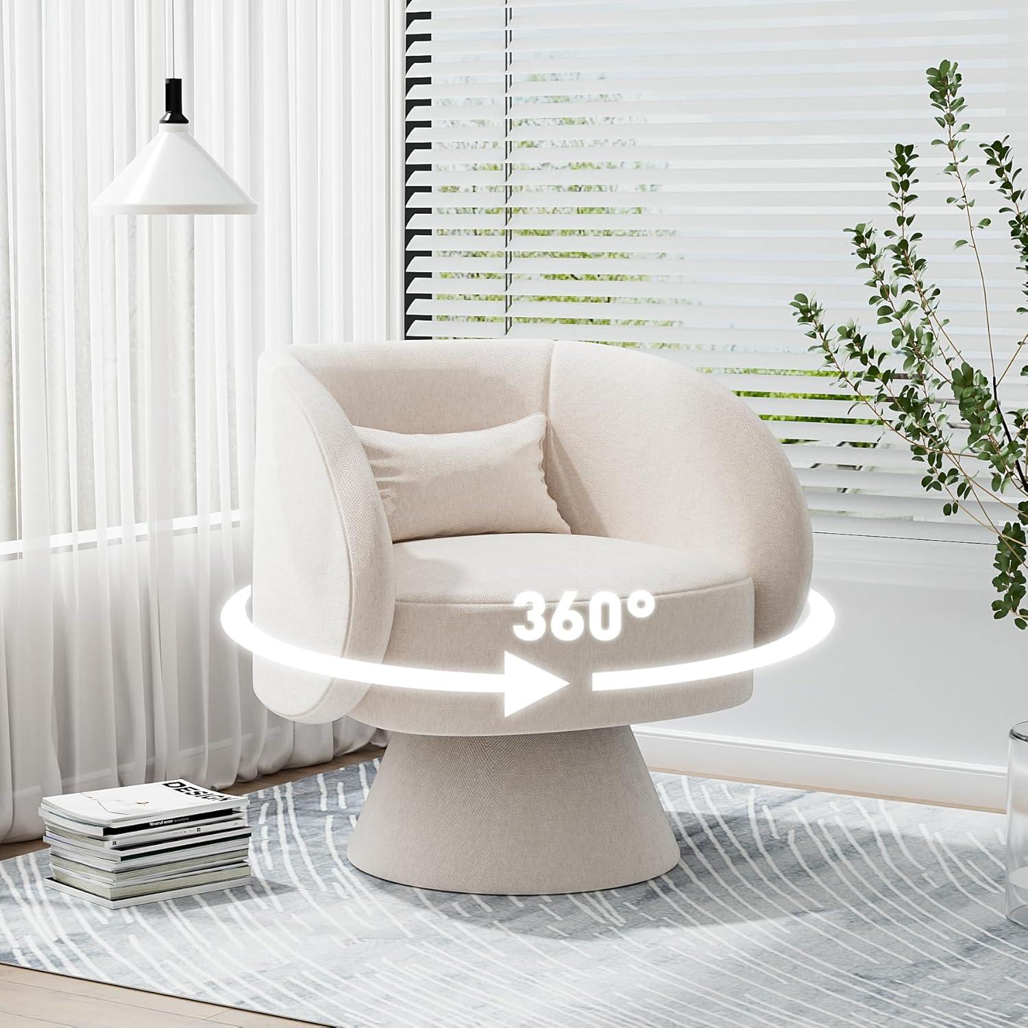 Silla Giratoria Nolohoo Beige Redonda Acolchada 360°