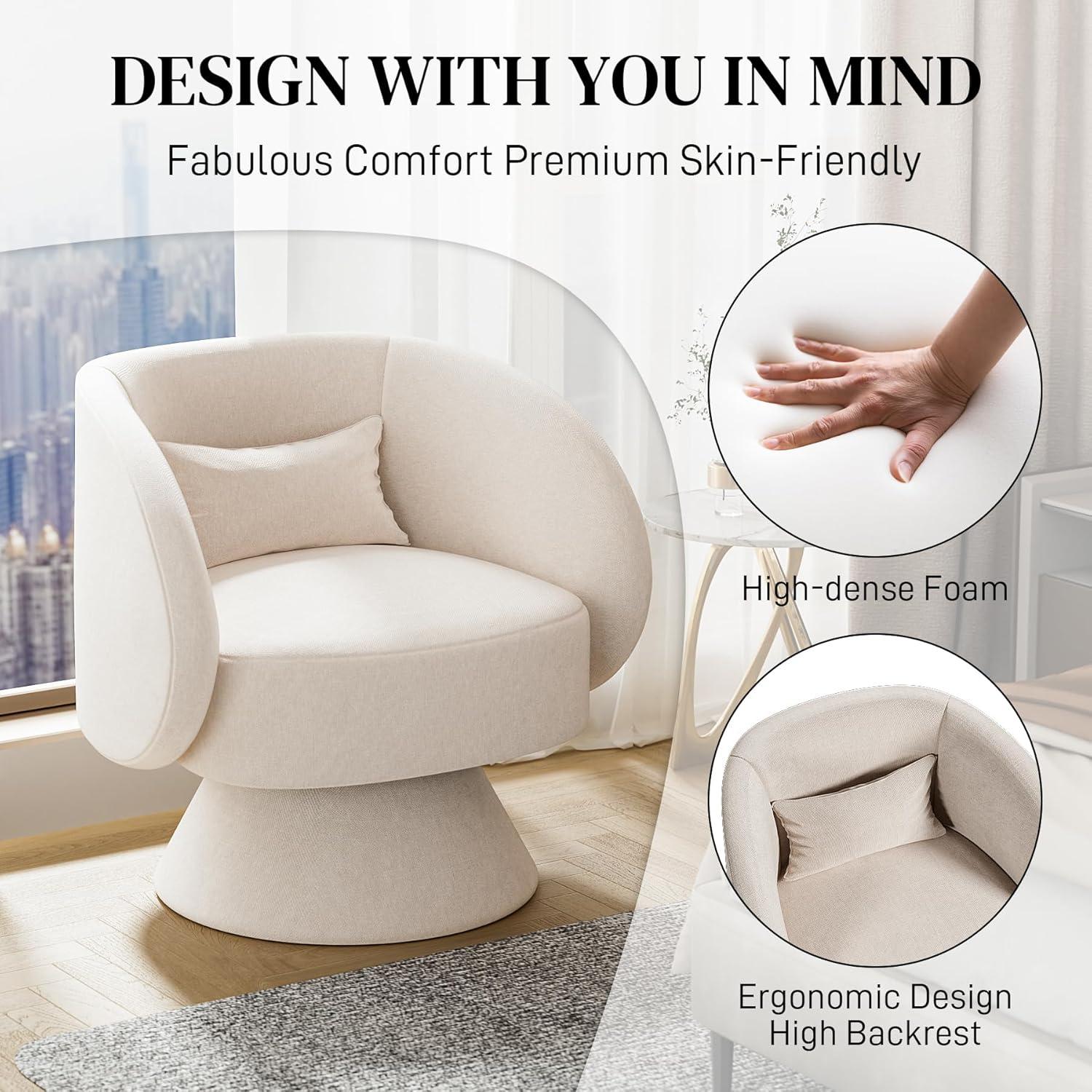 Silla Giratoria Nolohoo Beige Redonda Acolchada 360°