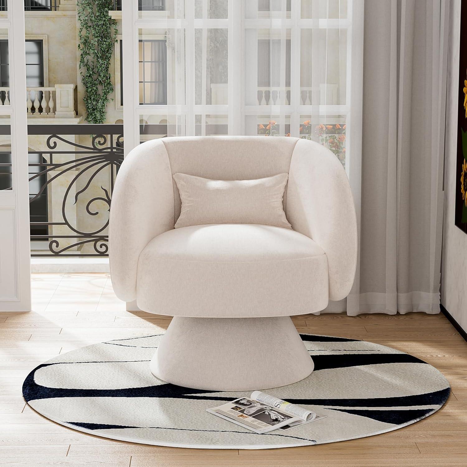 Silla Giratoria Nolohoo Beige Redonda Acolchada 360°