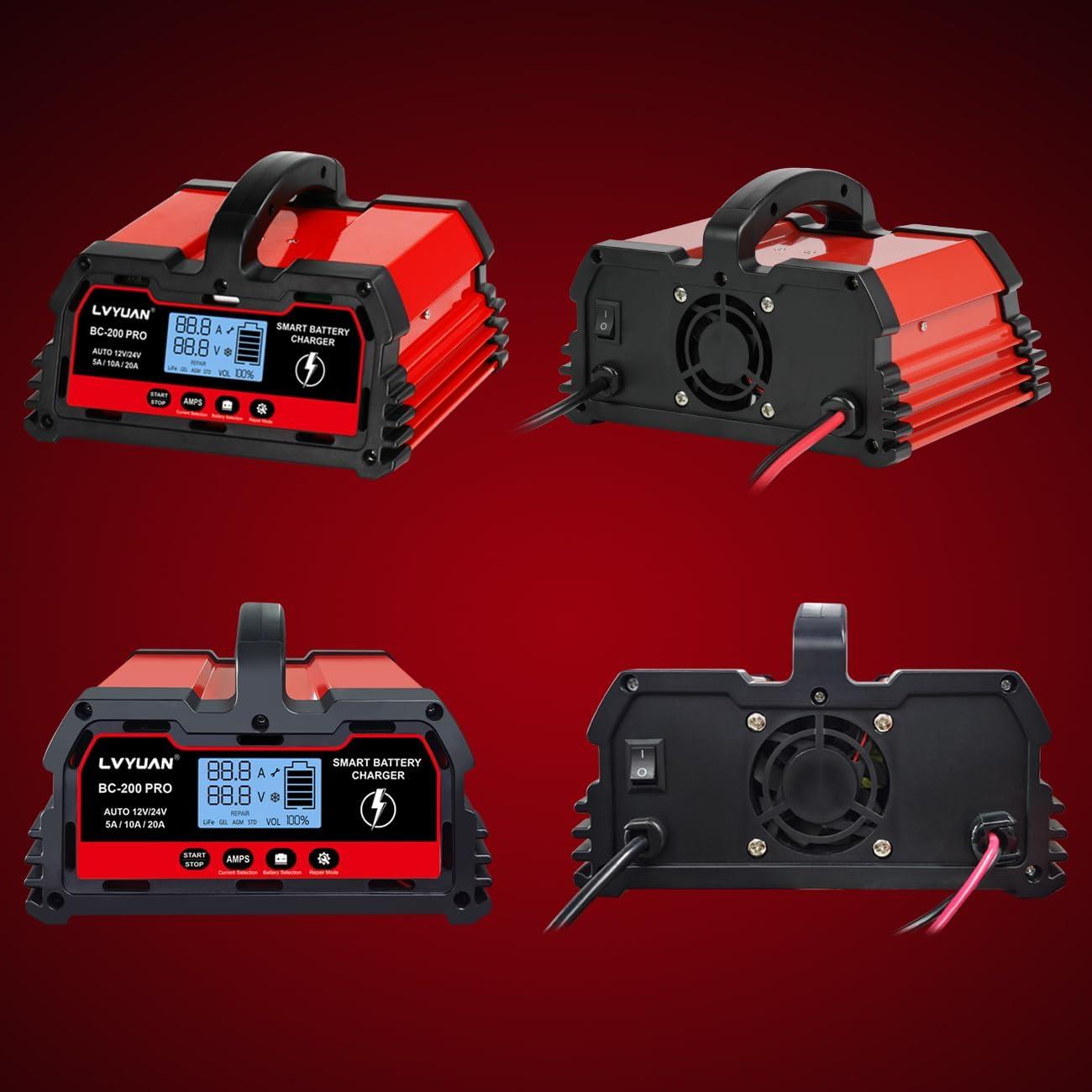 Cargador de Batería Inteligente LVYUAN 20A 12V/24V para Coche